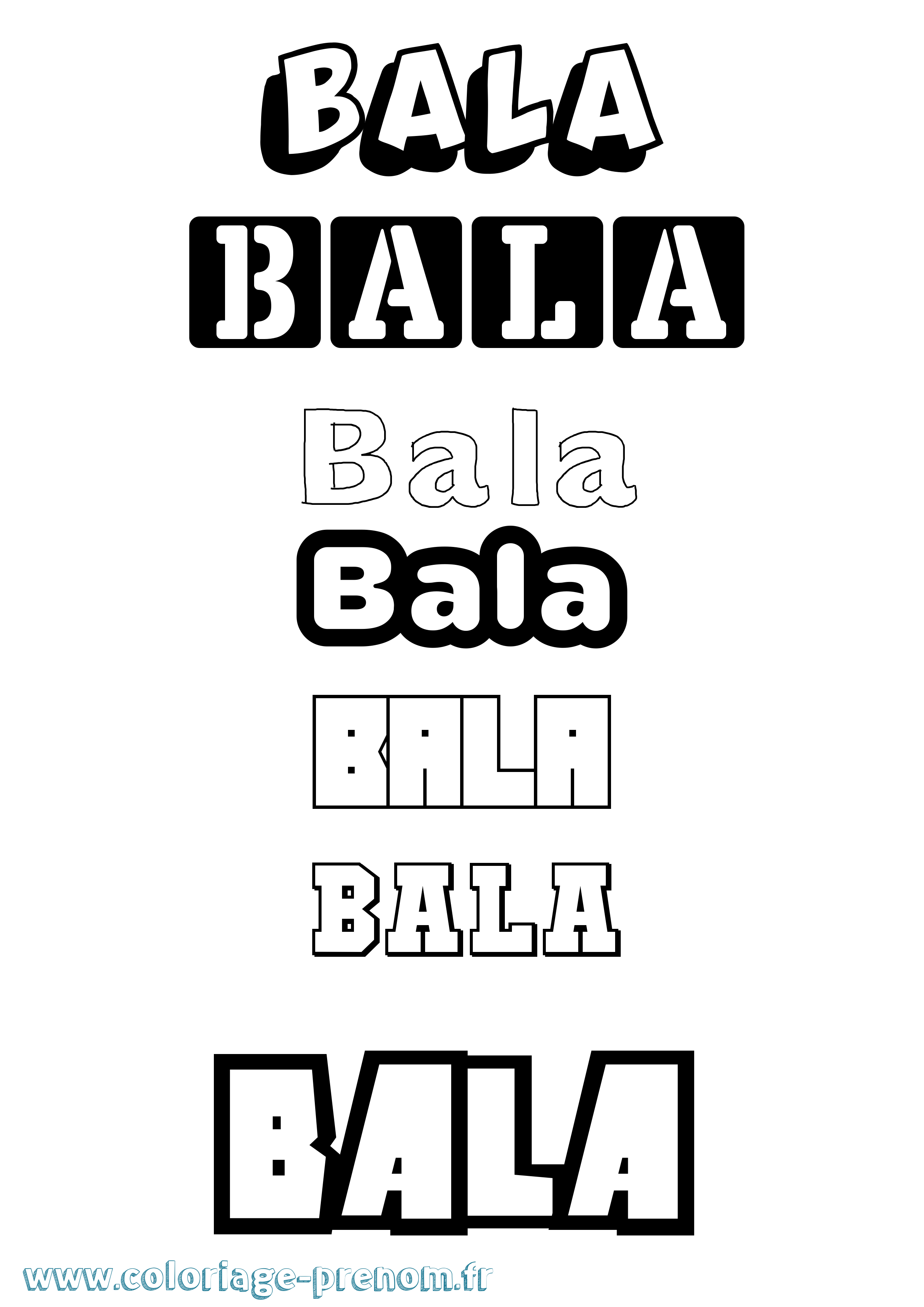 Coloriage Bala Simple Coloriage prénom Bala Simple
