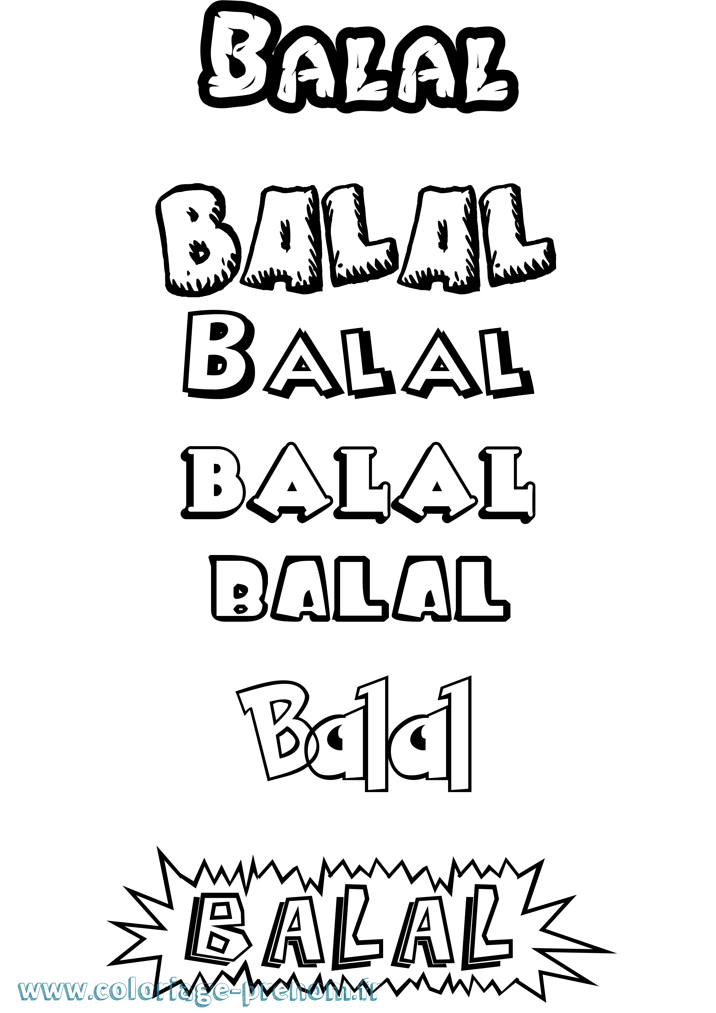 Coloriage Balal Dessin Animé Coloriage prénom Balal Dessin Animé