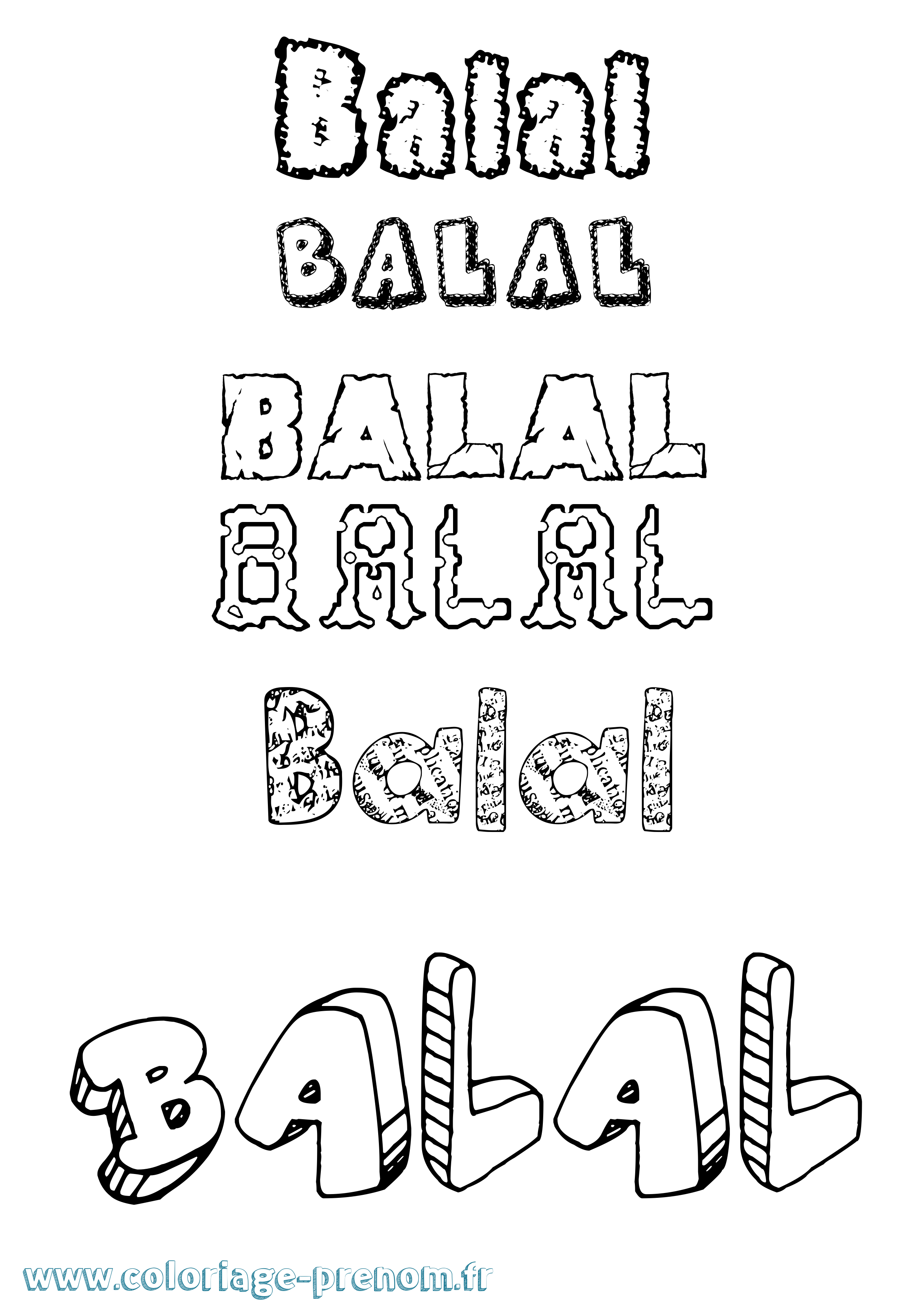 Coloriage Balal Destructuré Coloriage prénom Balal Destructuré