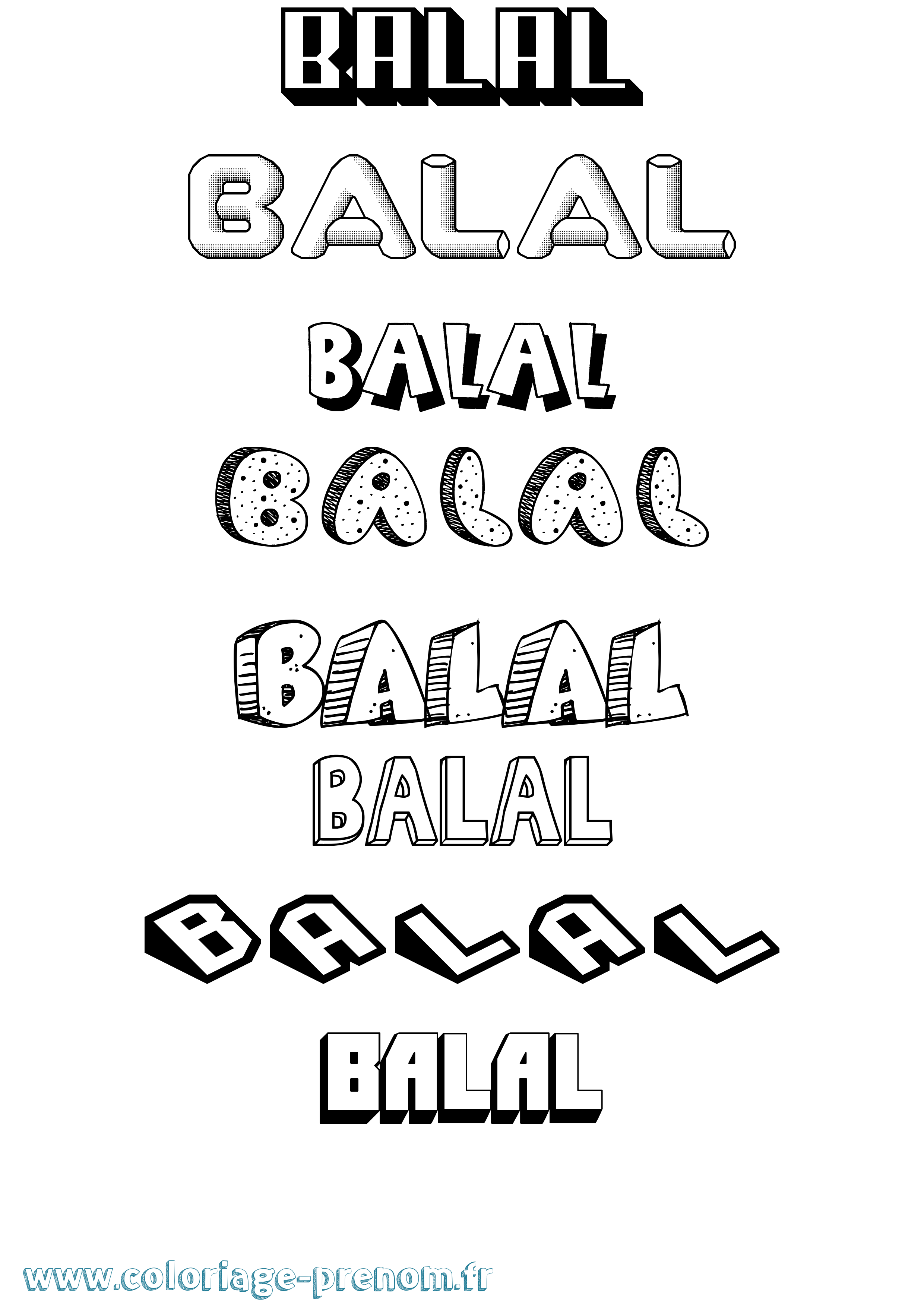 Coloriage Balal Effet 3D Coloriage prénom Balal Effet 3D