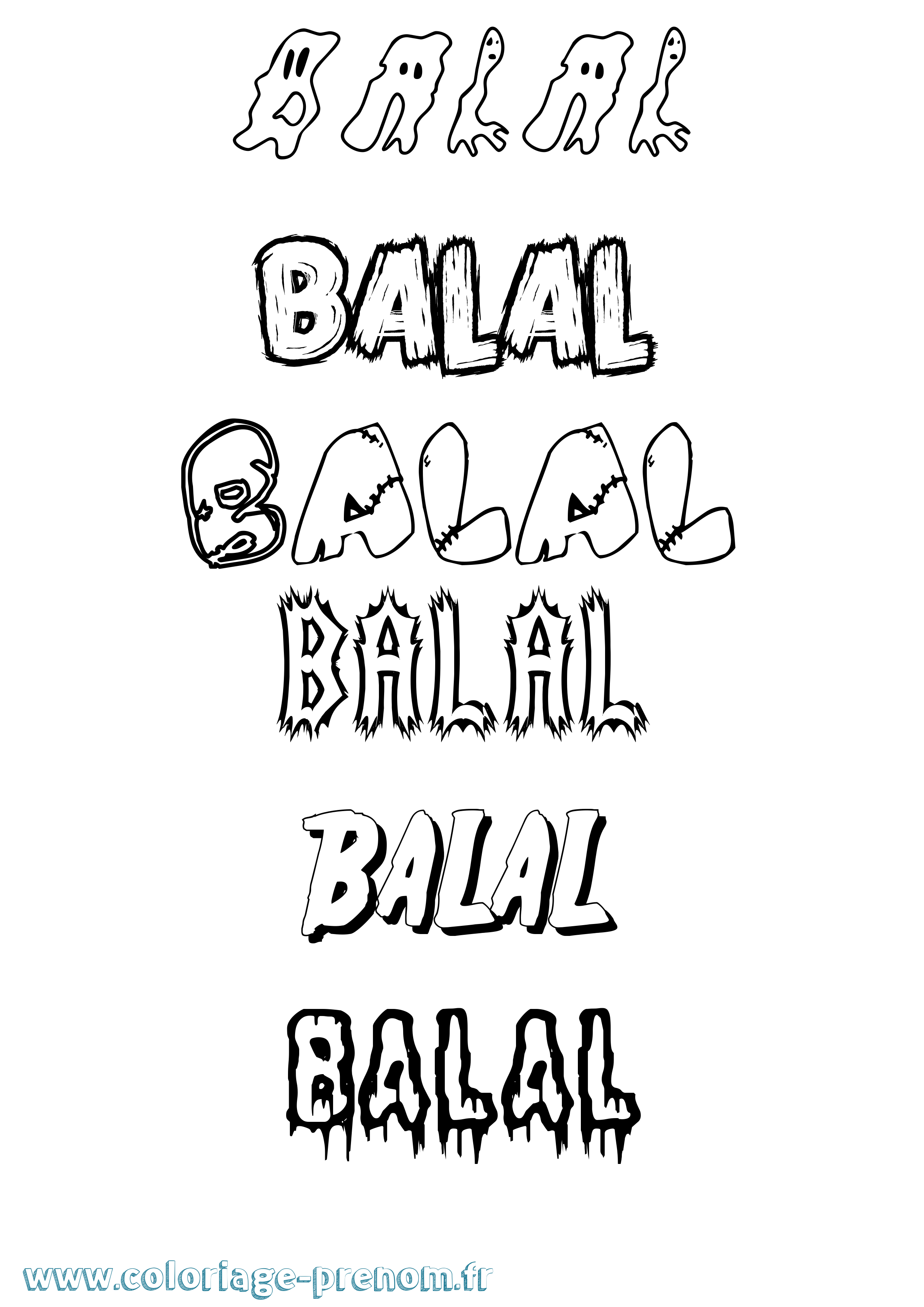 Coloriage Balal Frisson Coloriage prénom Balal Frisson