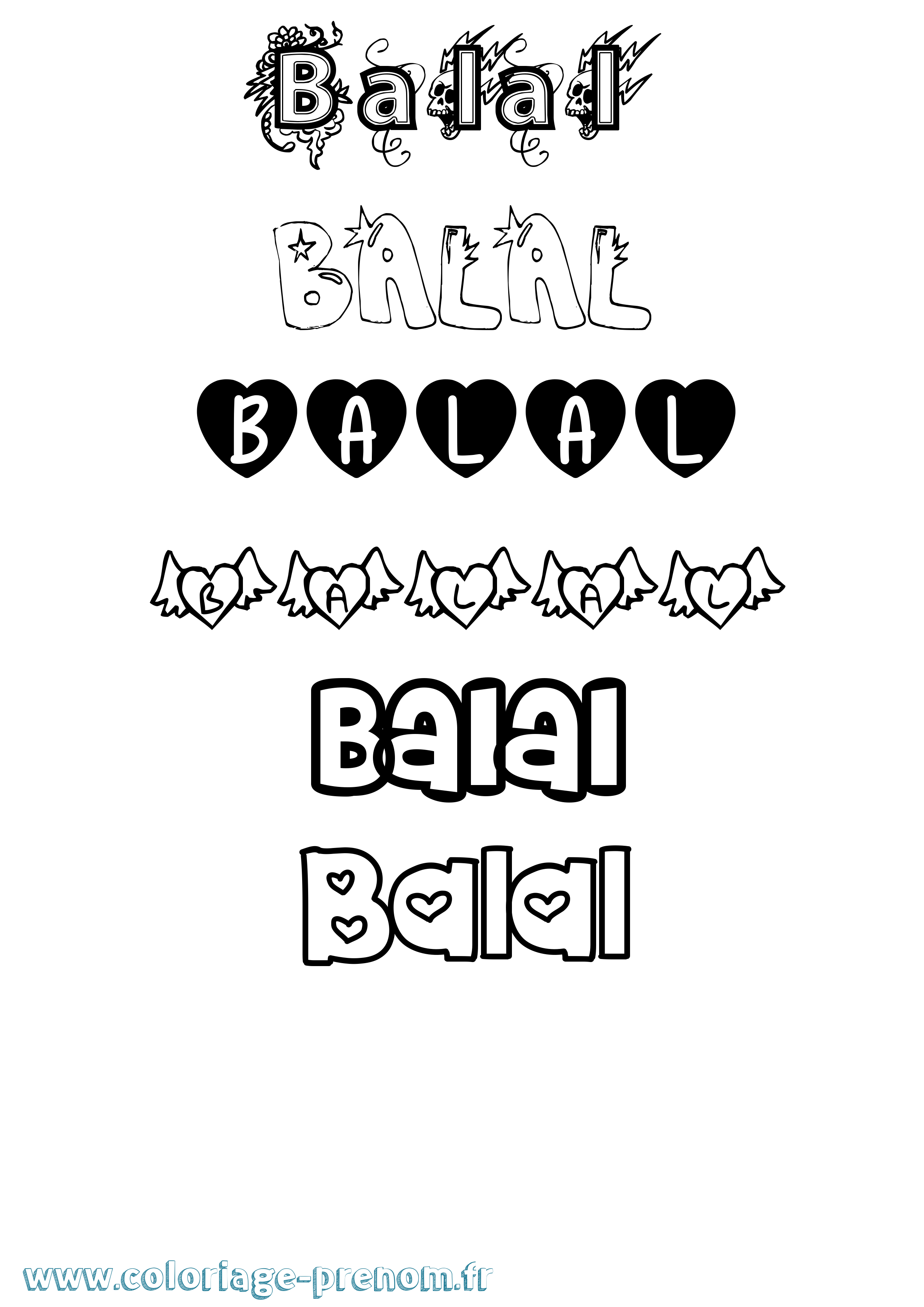 Coloriage Balal Girly Coloriage prénom Balal Girly