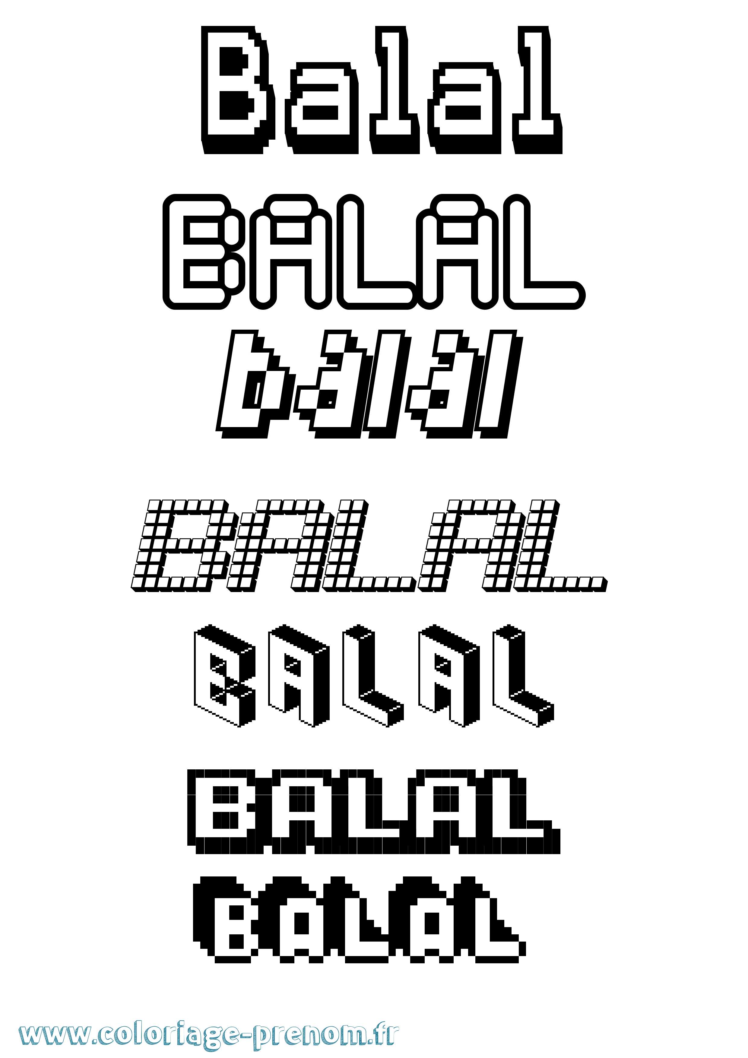 Coloriage Balal Pixel Coloriage prénom Balal Pixel