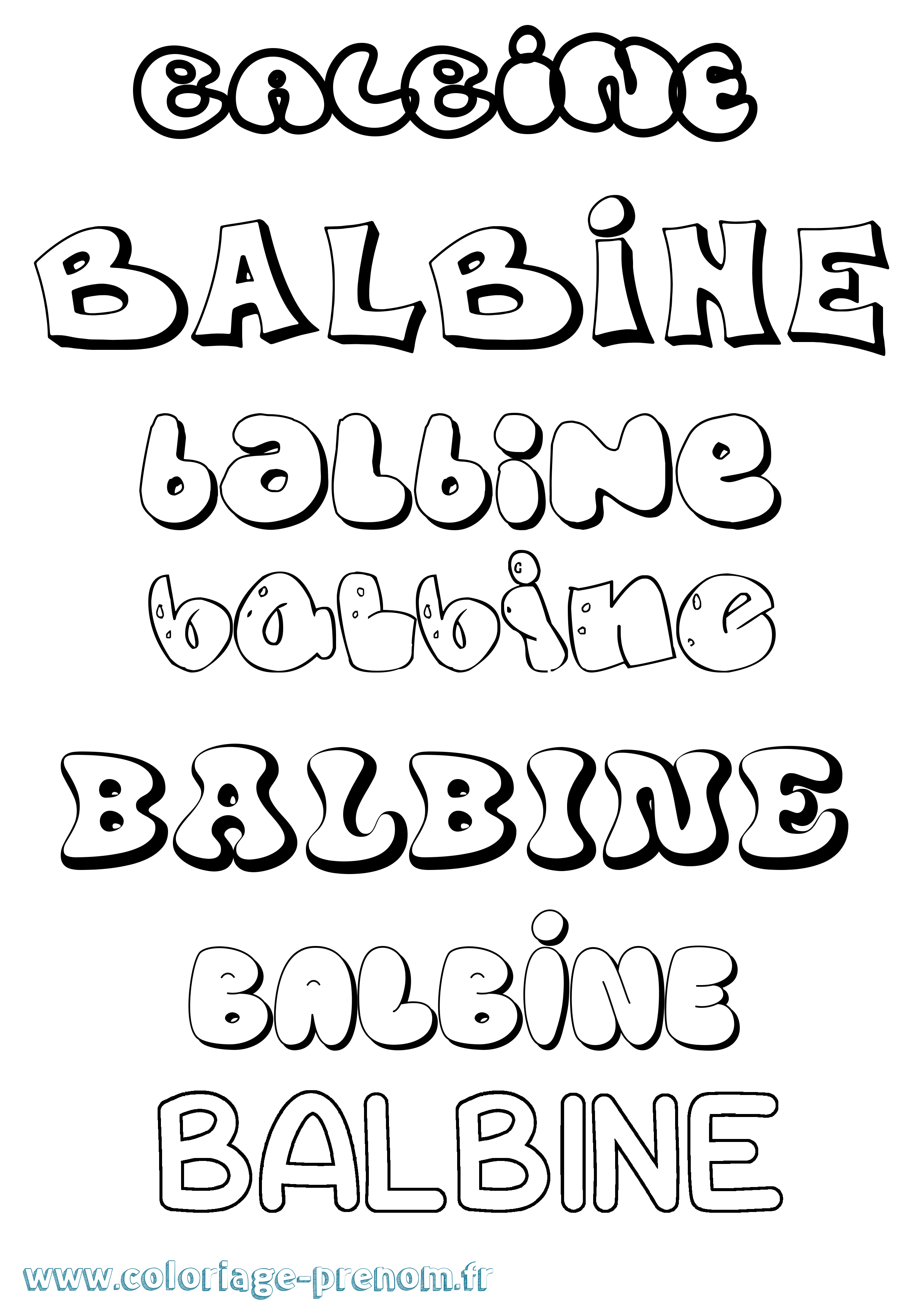 Coloriage prénom Balbine Bubble