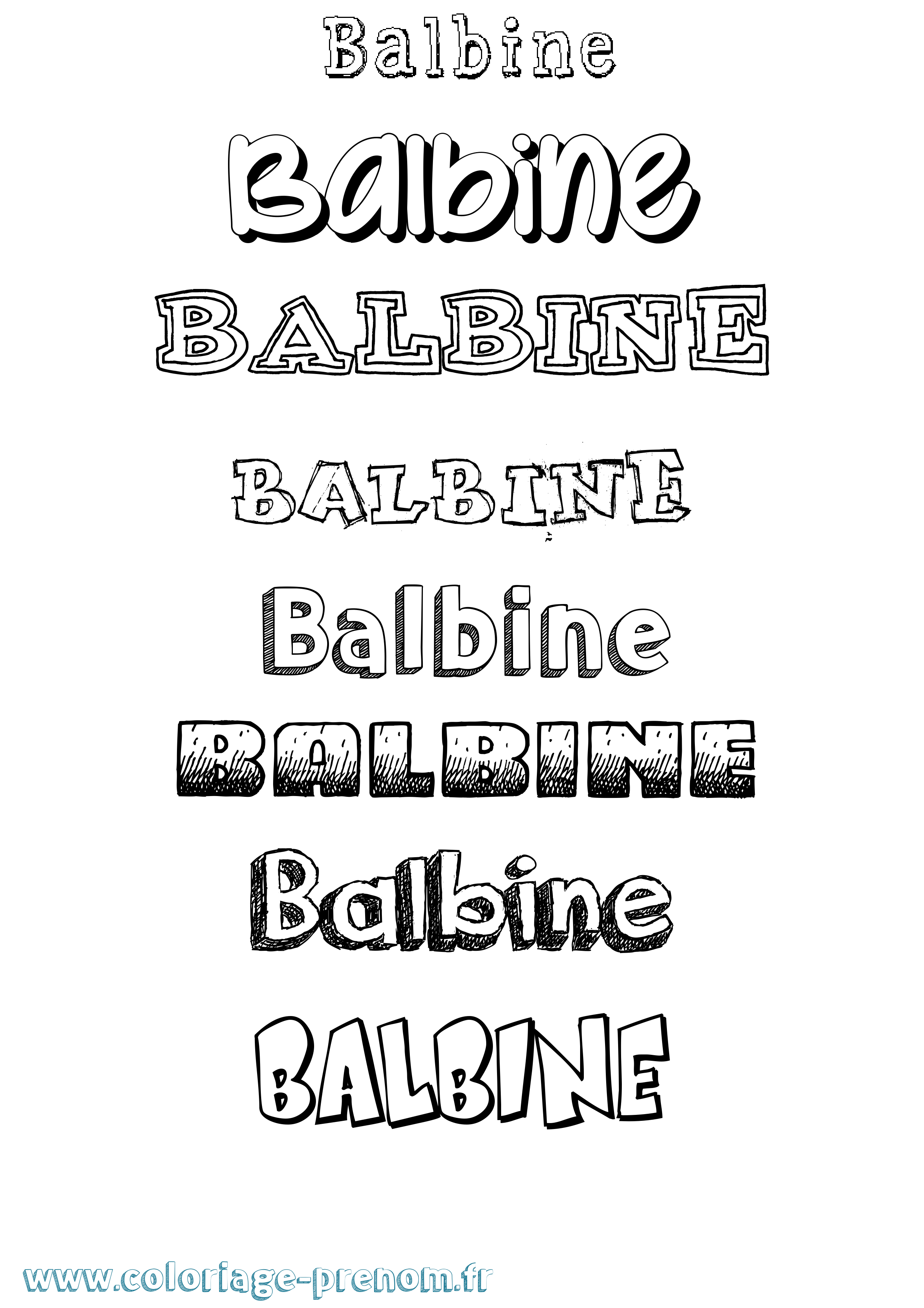 Coloriage prénom Balbine Dessiné