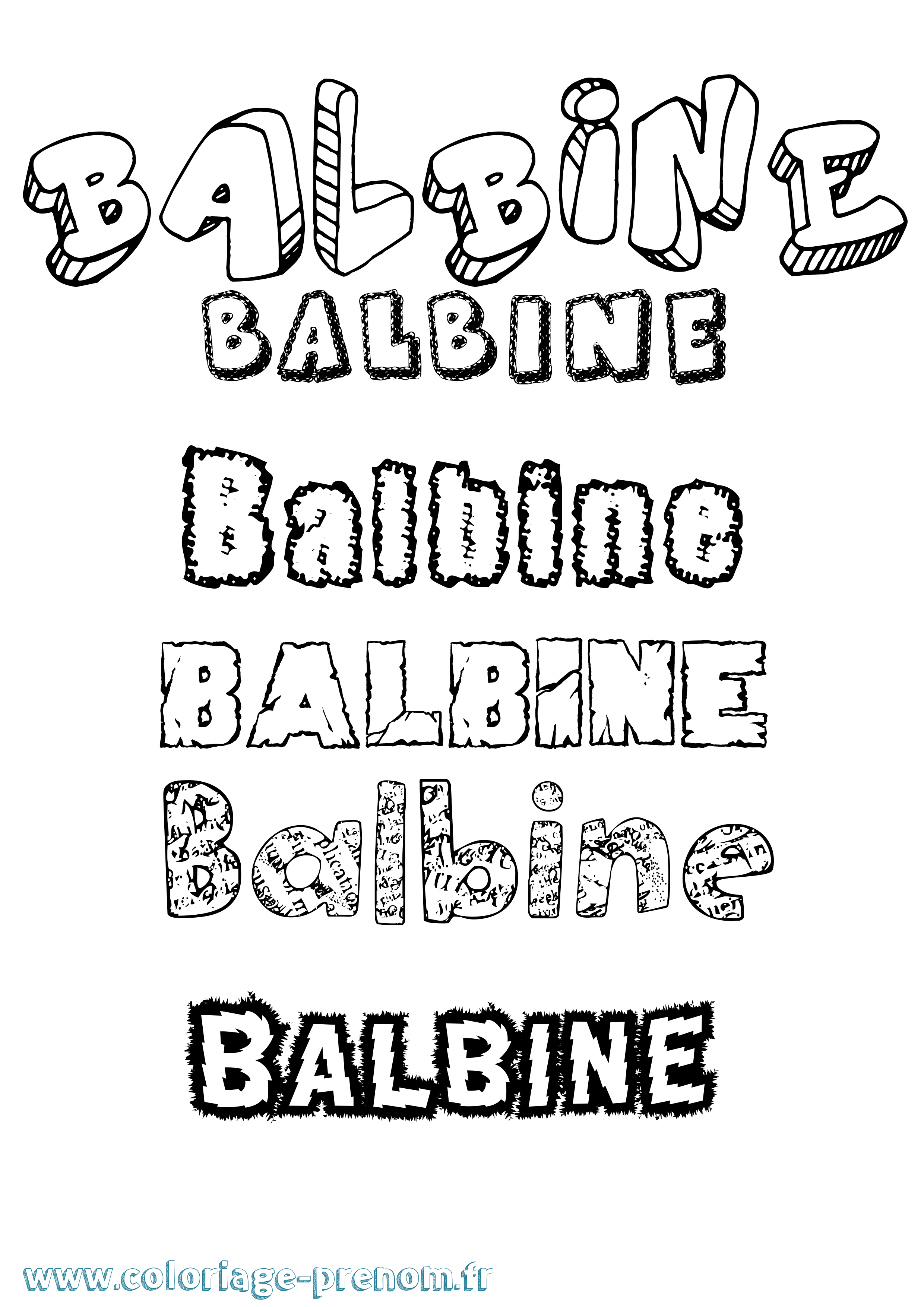 Coloriage prénom Balbine Destructuré