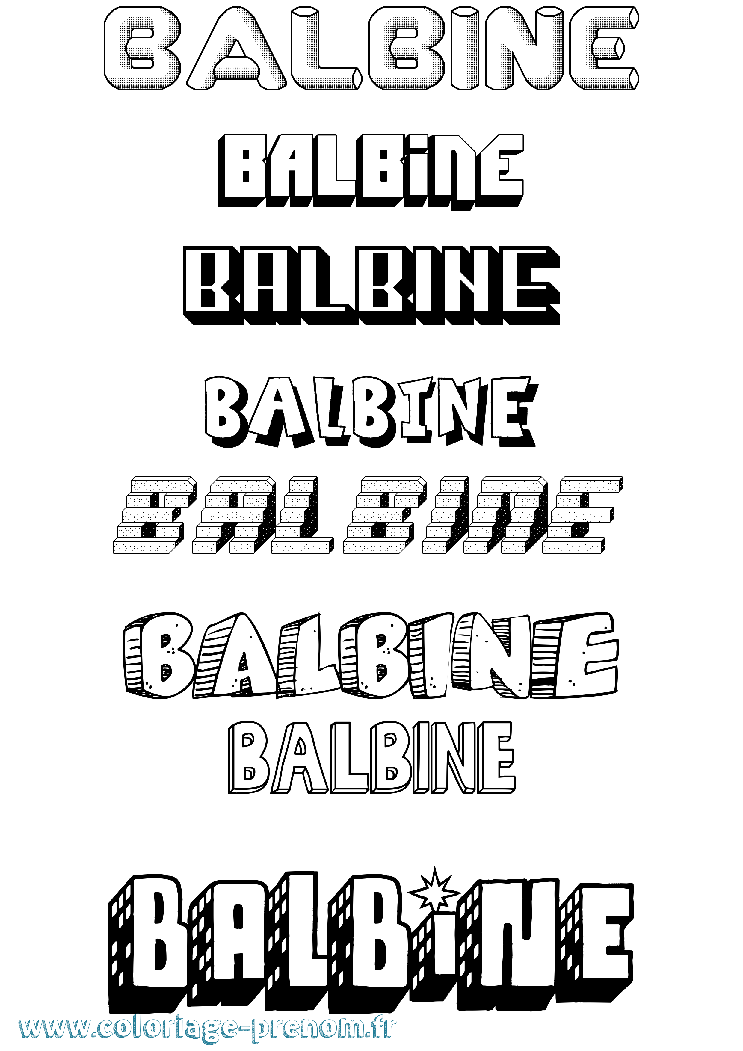 Coloriage prénom Balbine Effet 3D