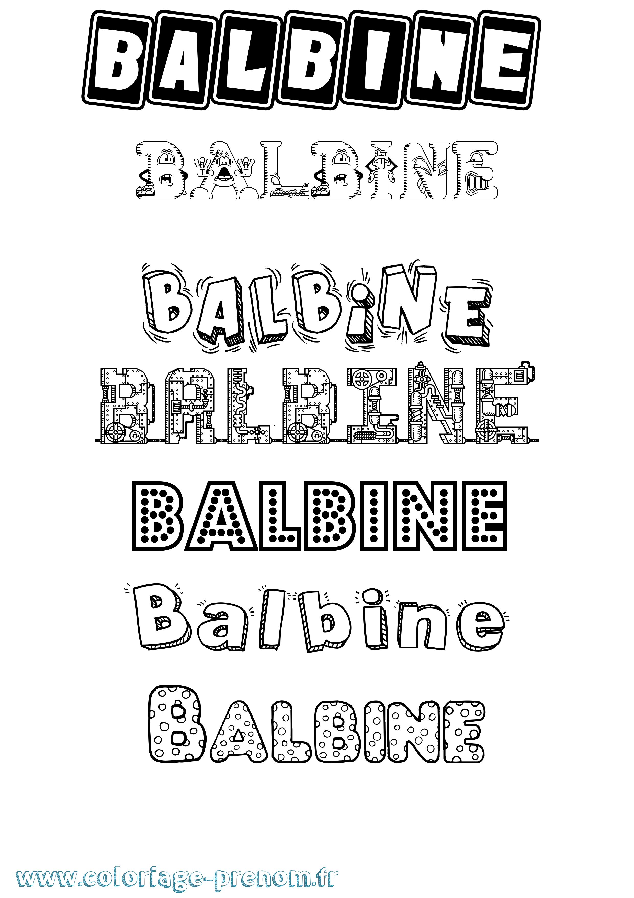 Coloriage prénom Balbine Fun