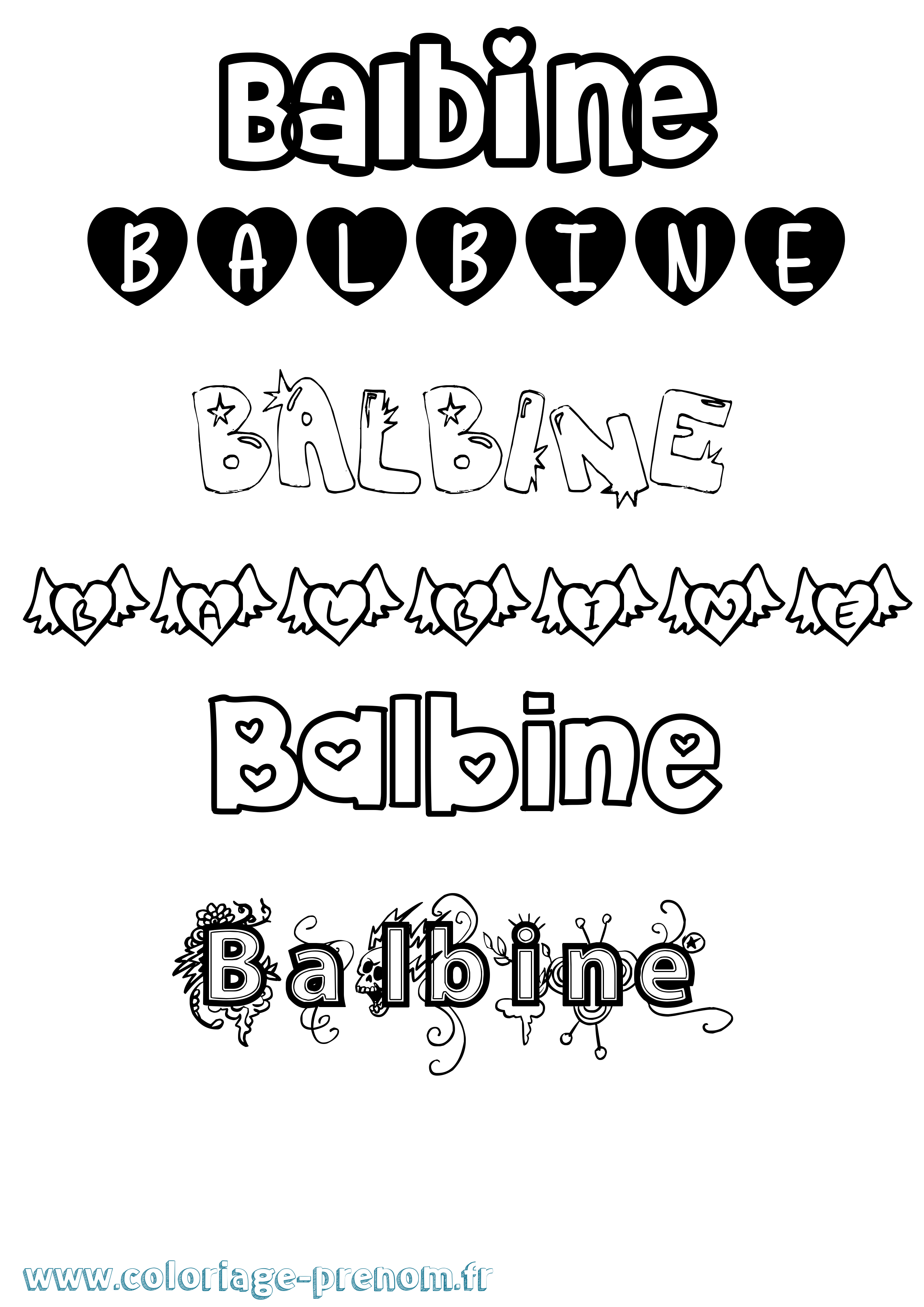 Coloriage prénom Balbine Girly