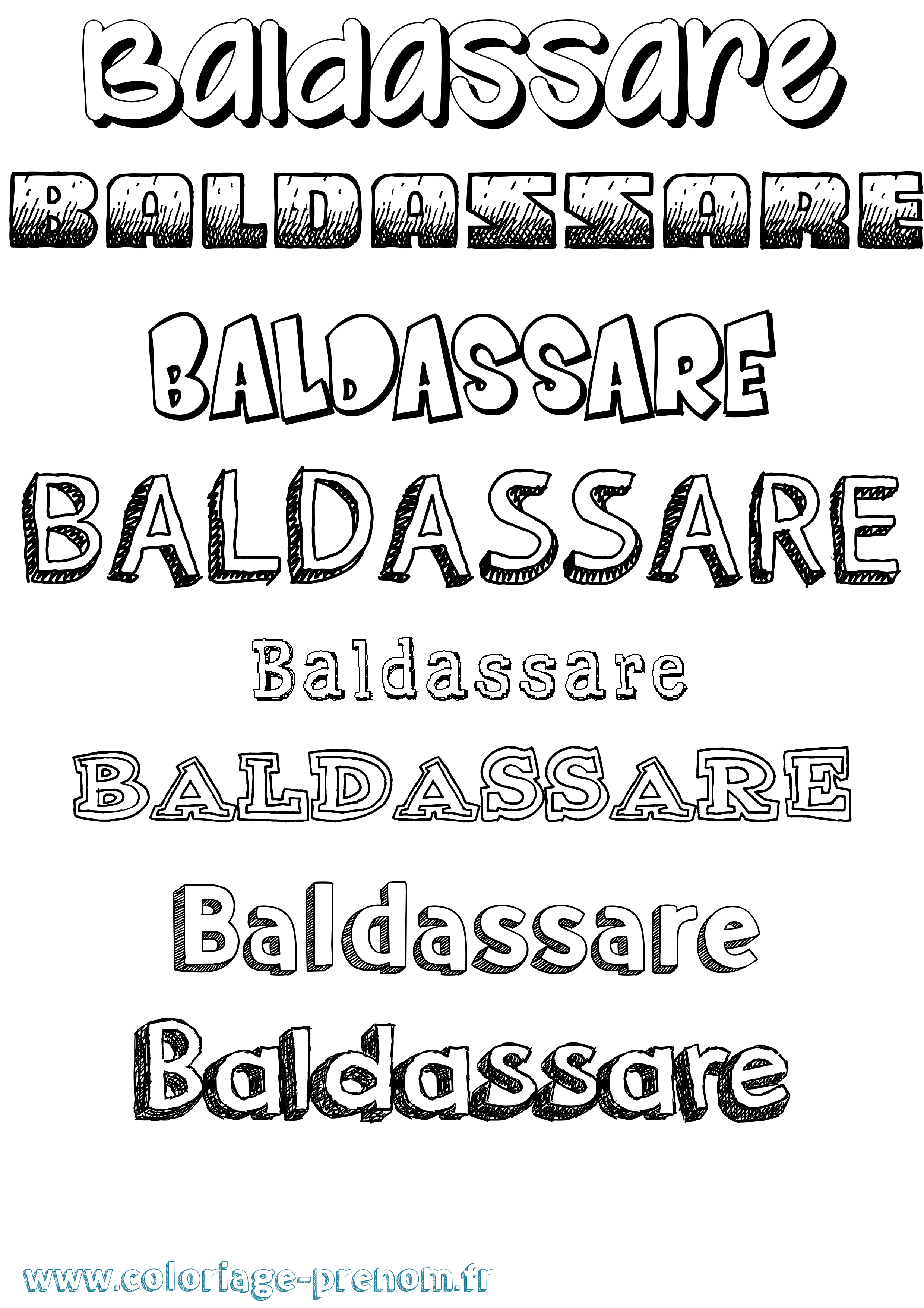 Coloriage prénom Baldassare Dessiné