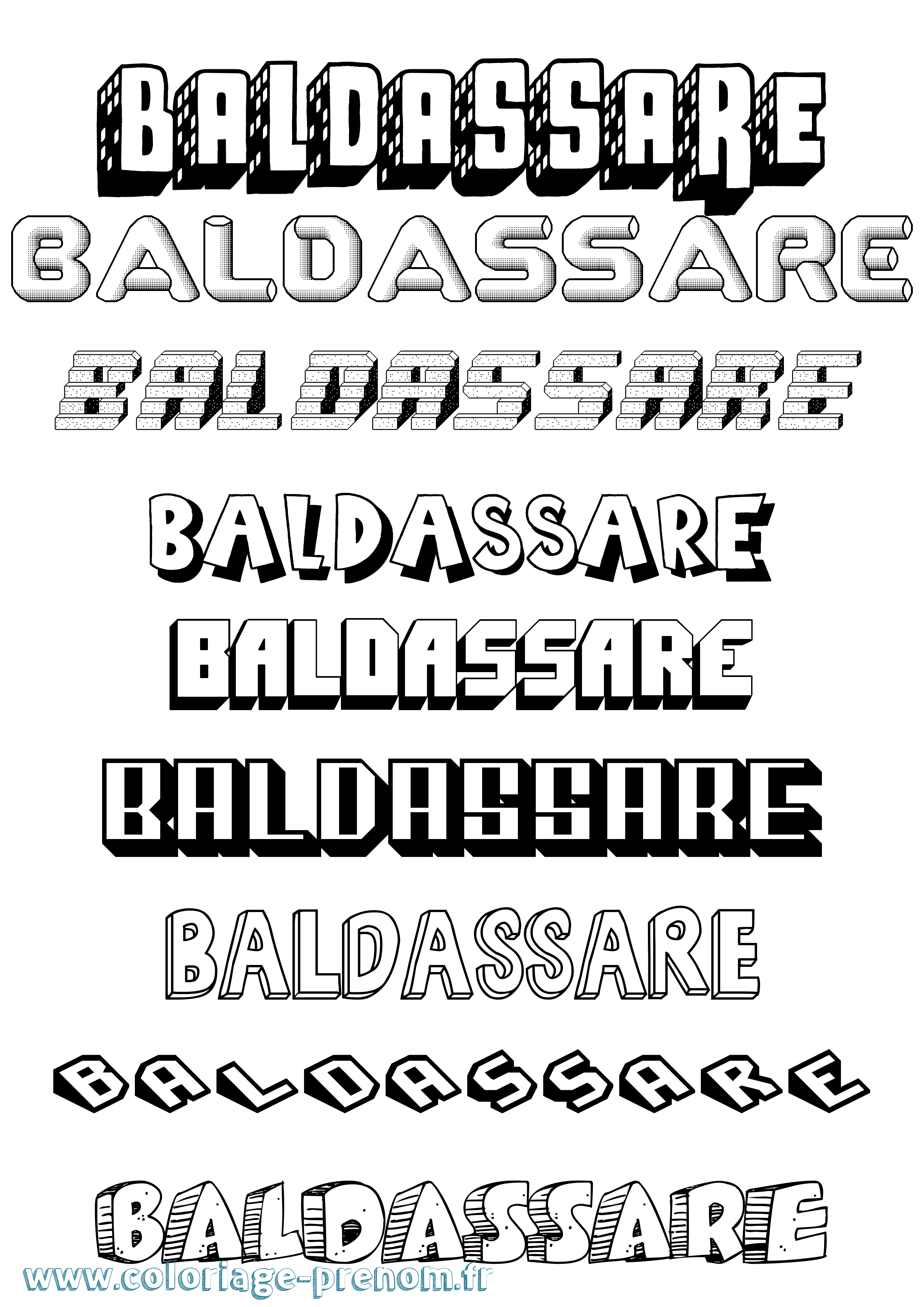 Coloriage prénom Baldassare Effet 3D