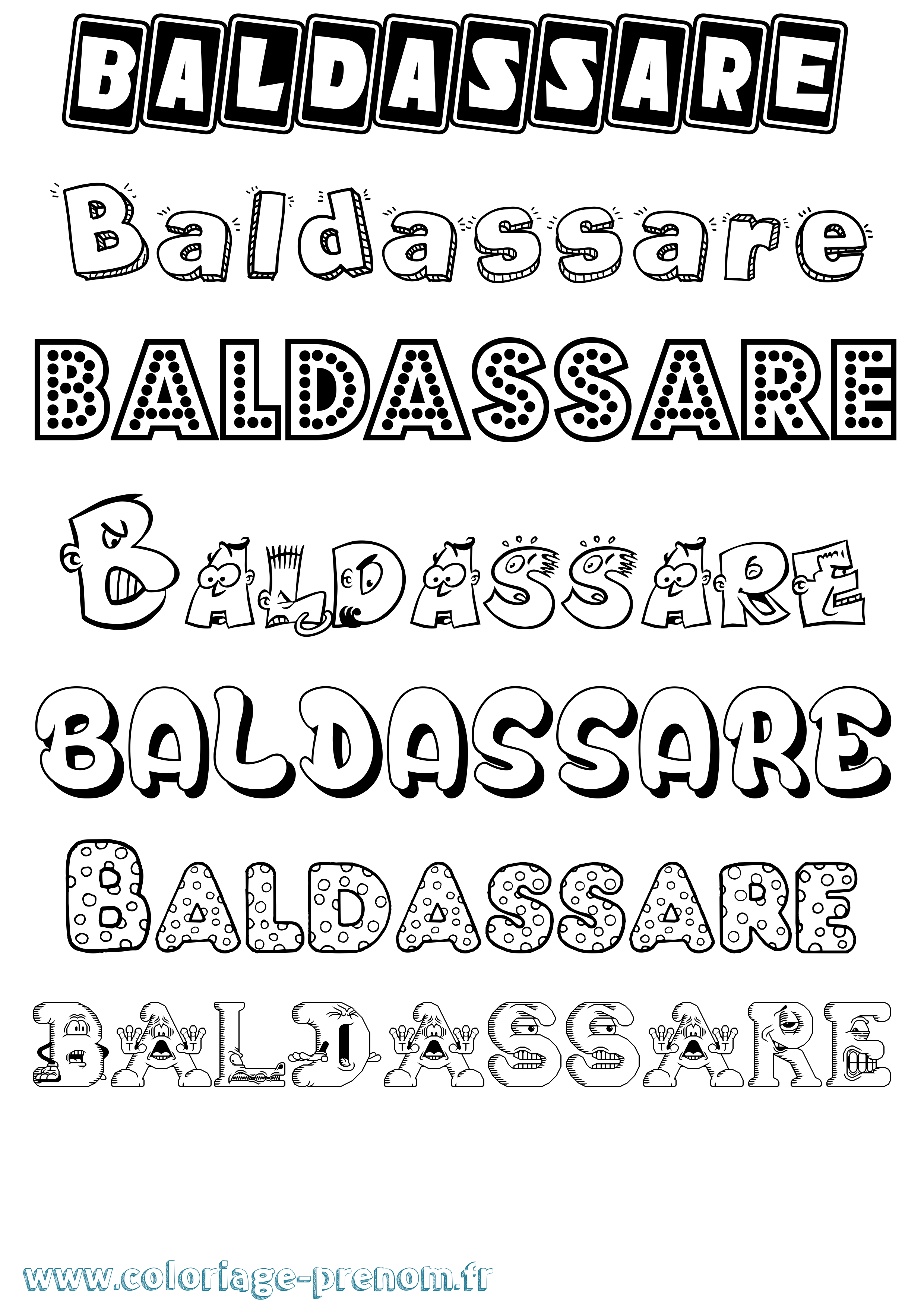 Coloriage prénom Baldassare Fun