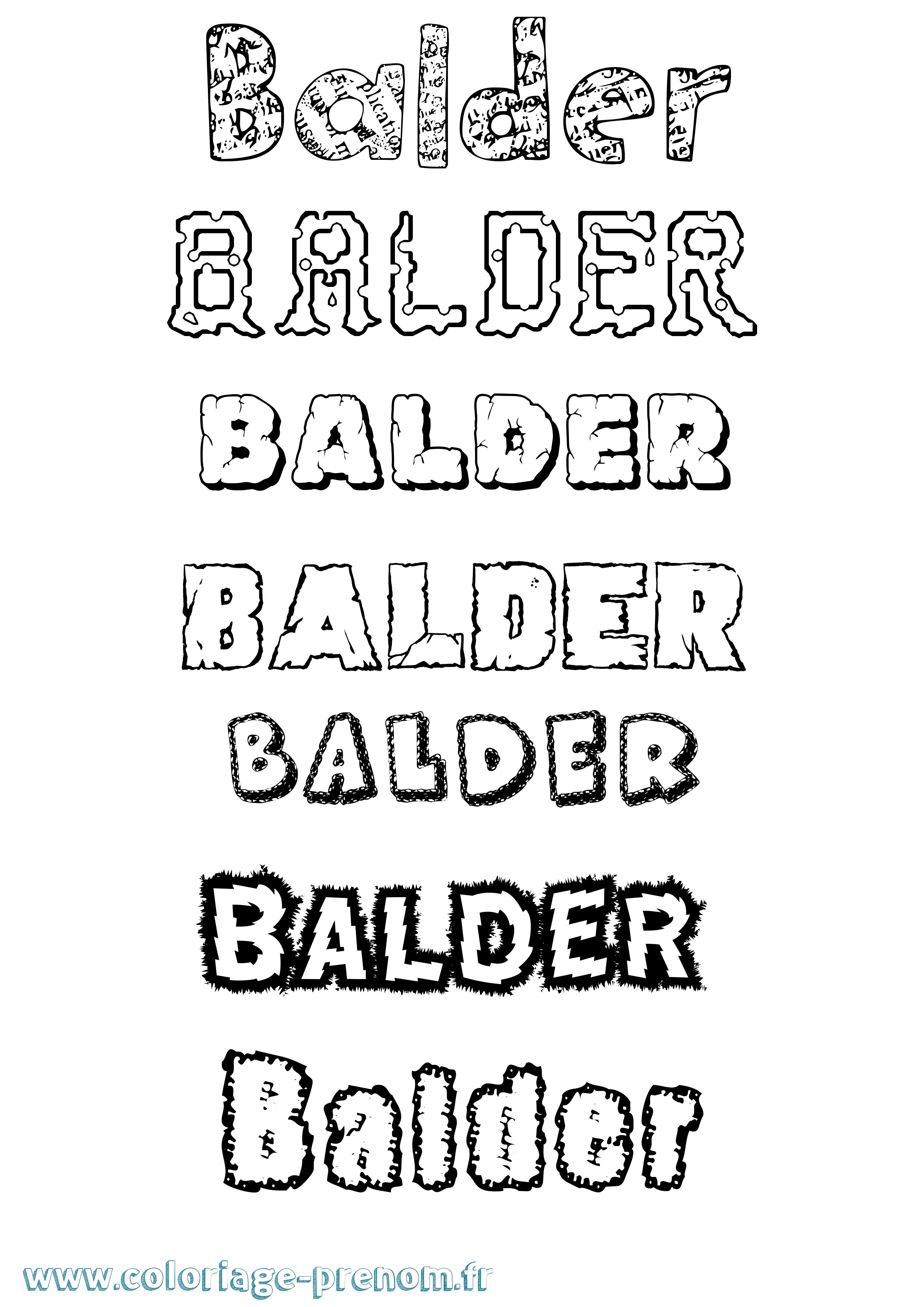 Coloriage Balder Destructuré Coloriage prénom Balder Destructuré