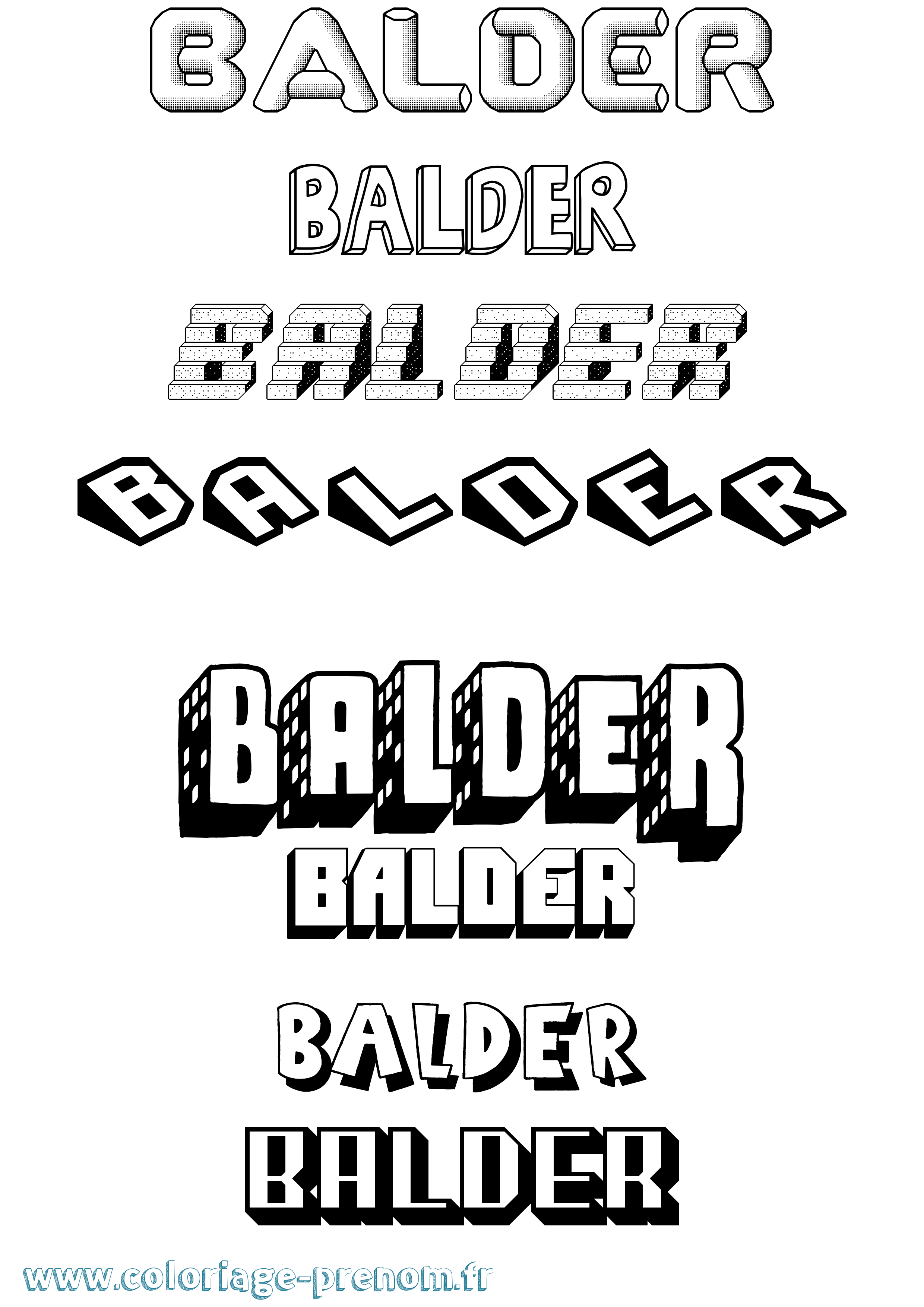 Coloriage prénom Balder Effet 3D