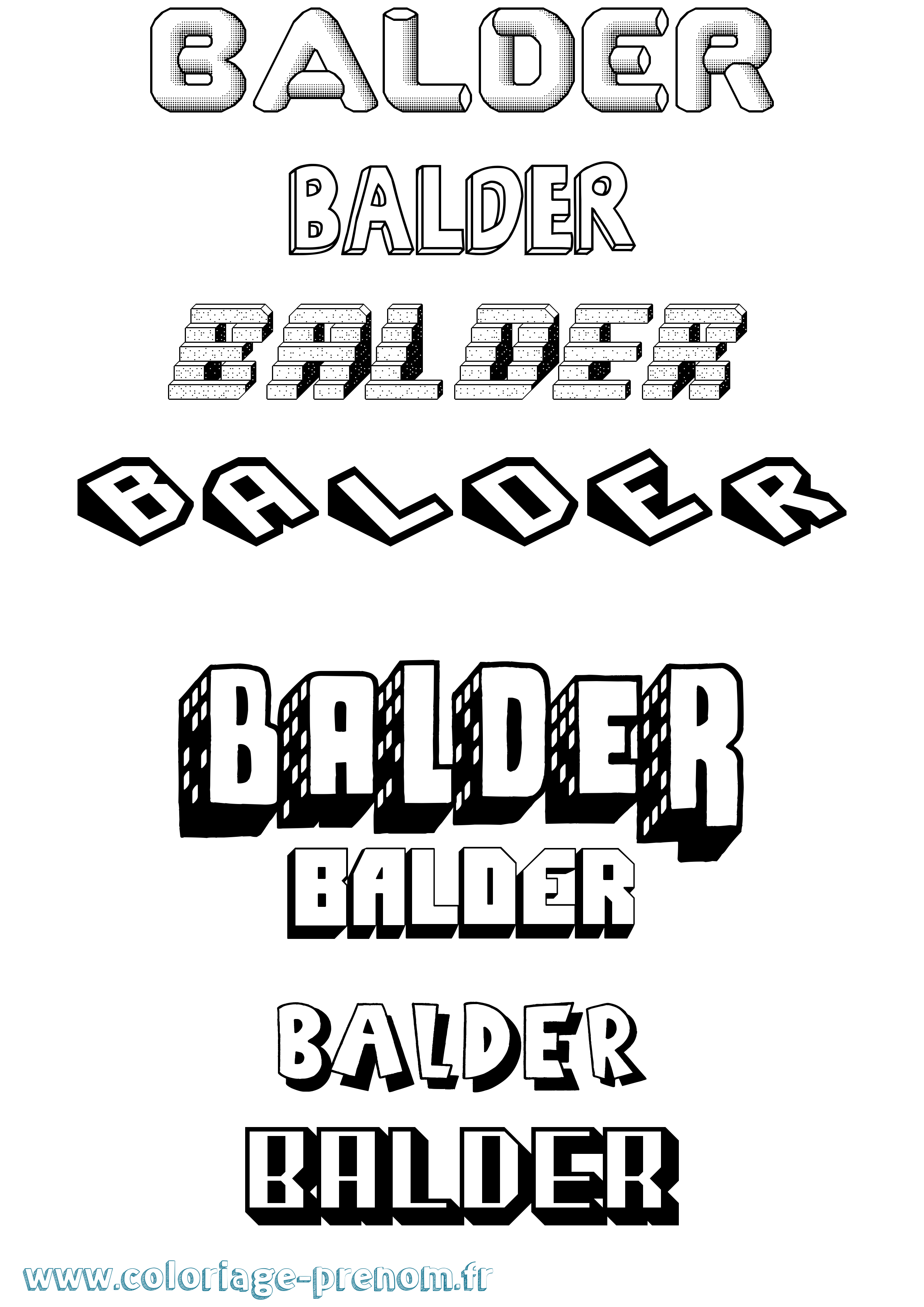 Coloriage Balder Effet 3D Coloriage prénom Balder Effet 3D