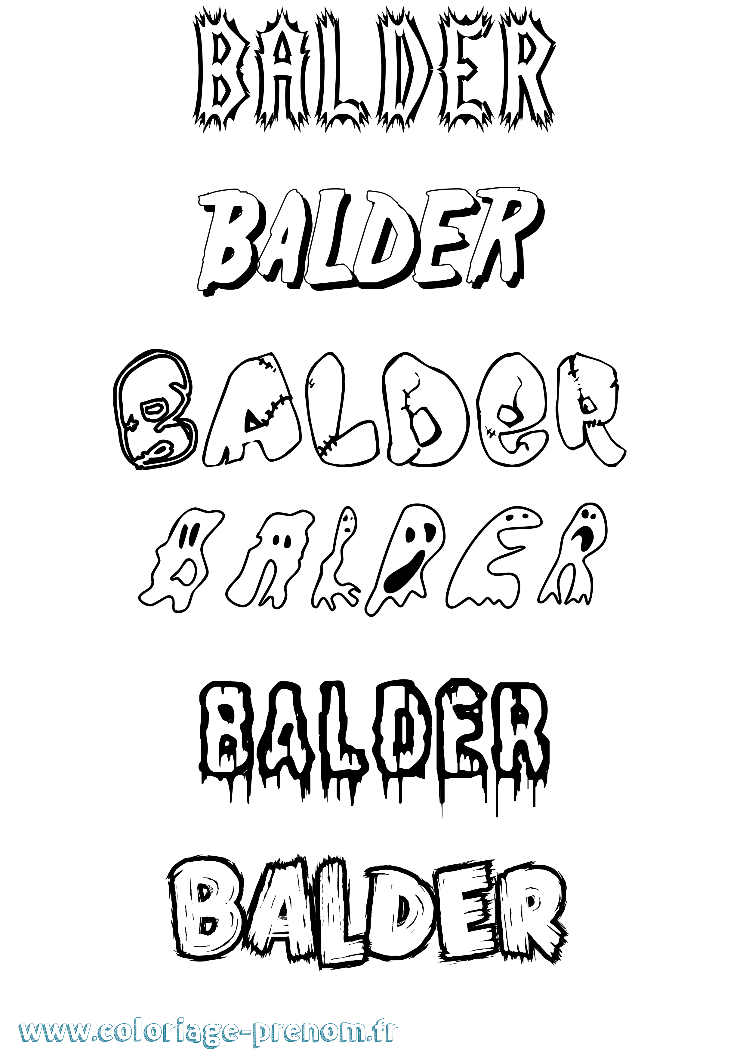 Coloriage prénom Balder Frisson