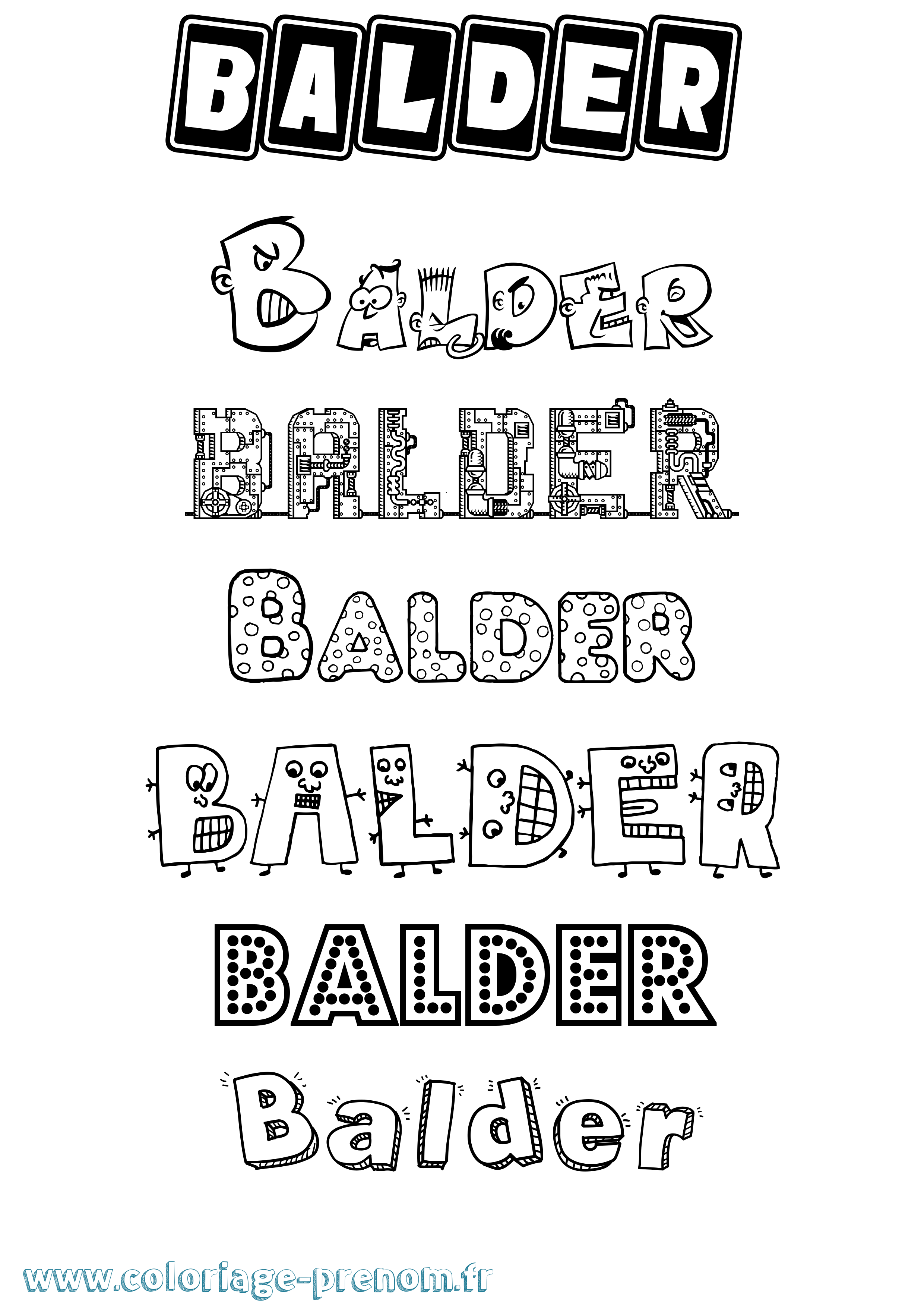 Coloriage prénom Balder Fun