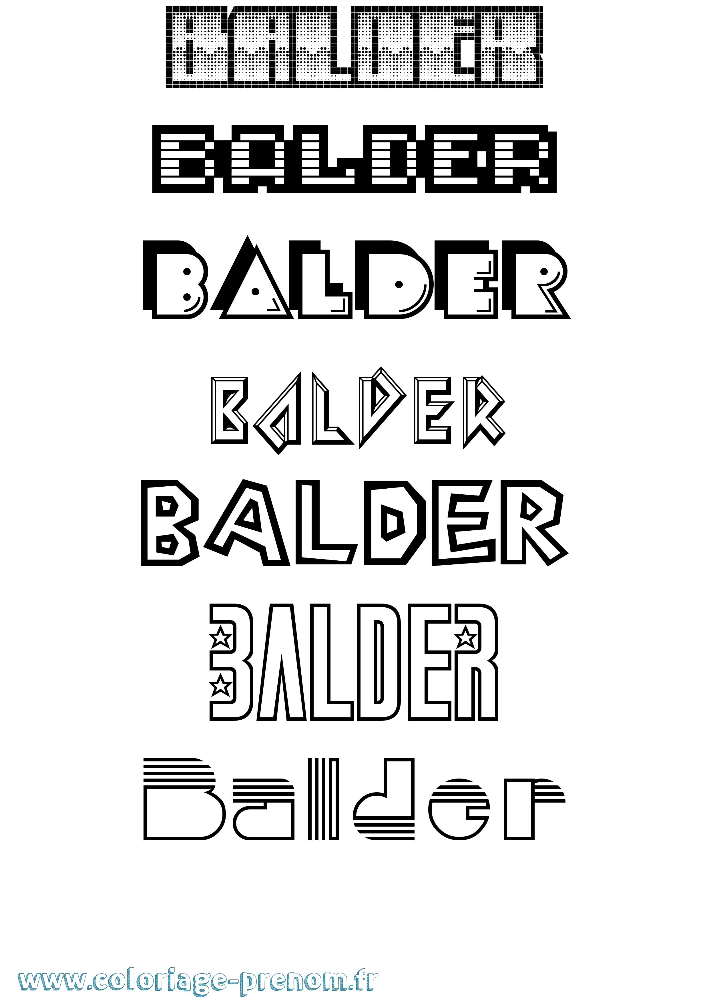 Coloriage Balder Jeux Vidéos Coloriage prénom Balder Jeux Vidéos