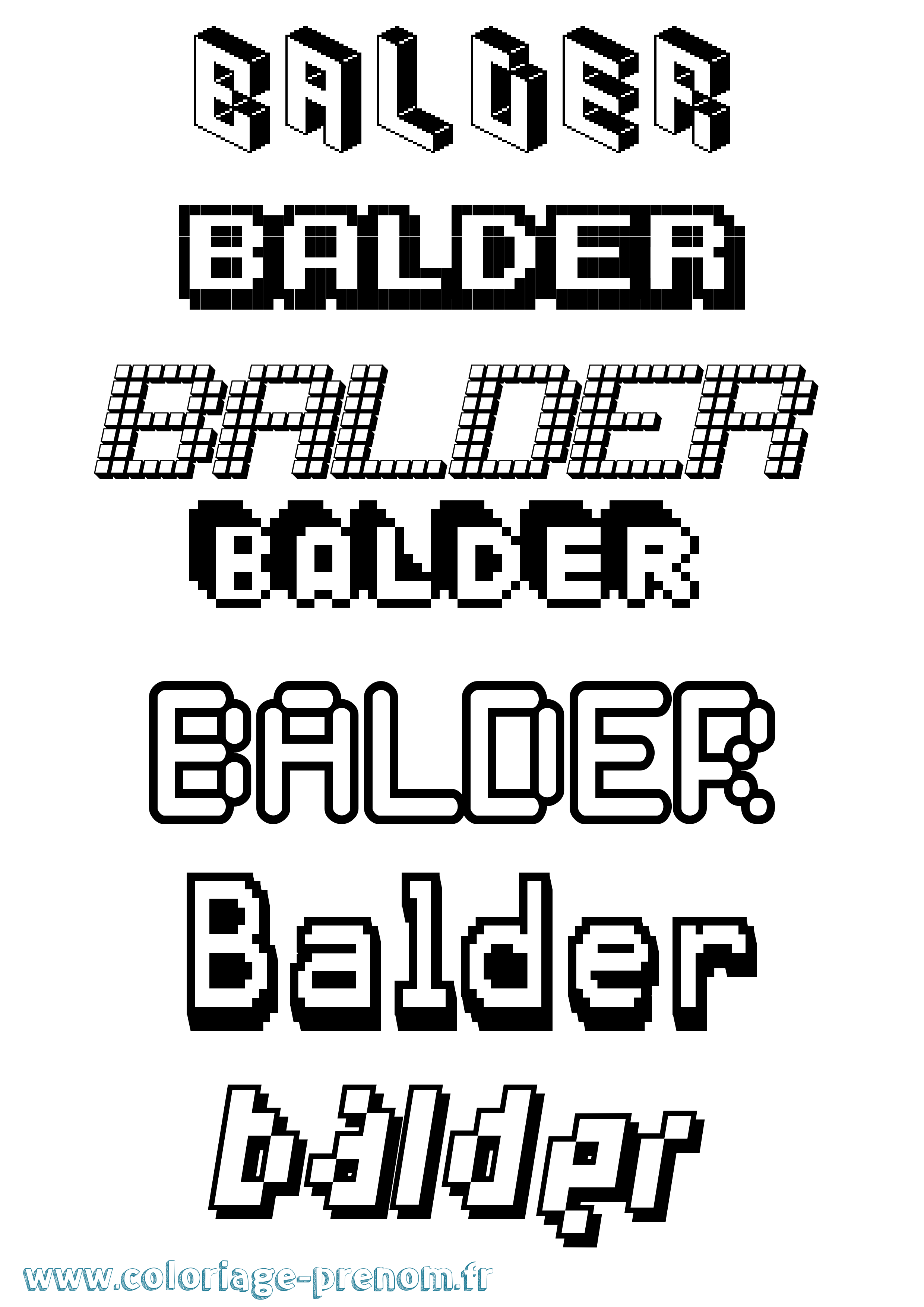 Coloriage Balder Pixel Coloriage prénom Balder Pixel