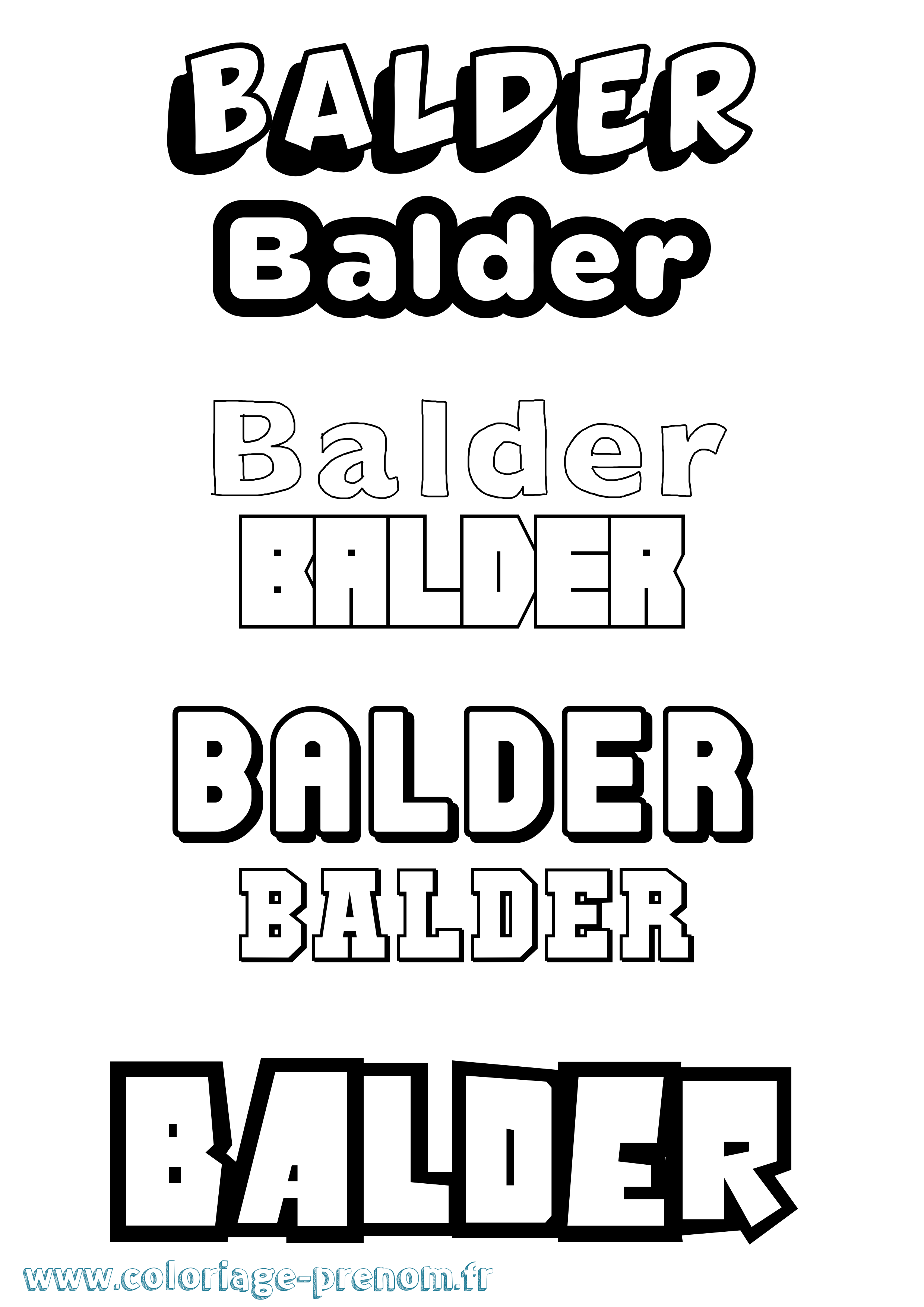 Coloriage Balder Simple Coloriage prénom Balder Simple