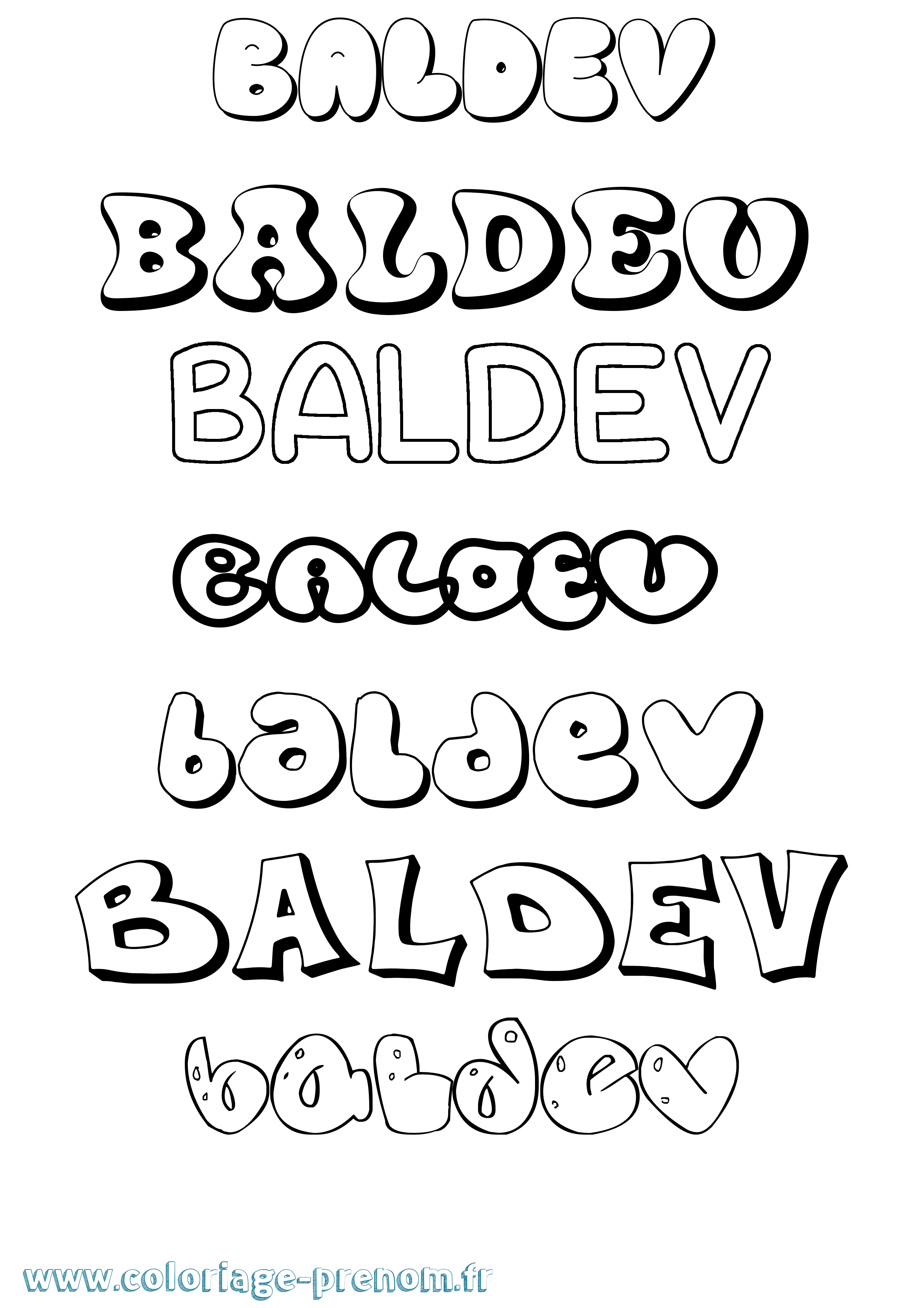 Coloriage Baldev Bubble Coloriage prénom Baldev Bubble