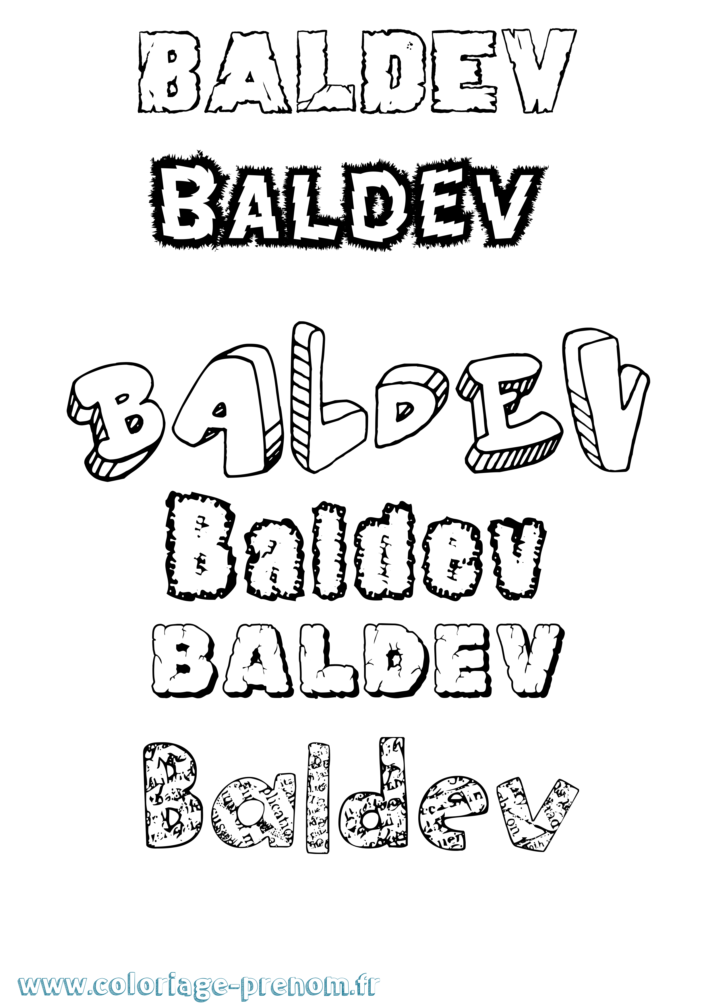Coloriage Baldev Destructuré Coloriage prénom Baldev Destructuré