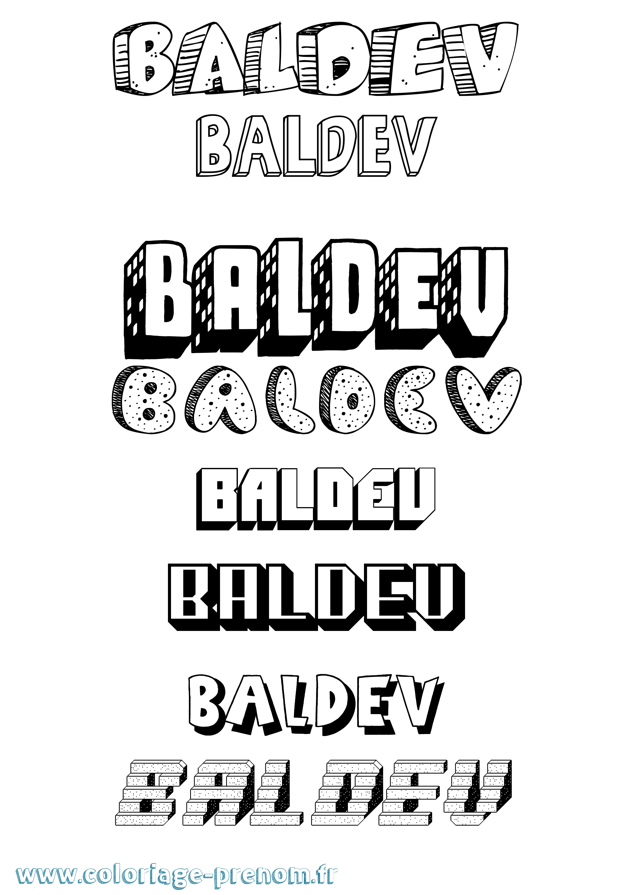 Coloriage Baldev Effet 3D Coloriage prénom Baldev Effet 3D