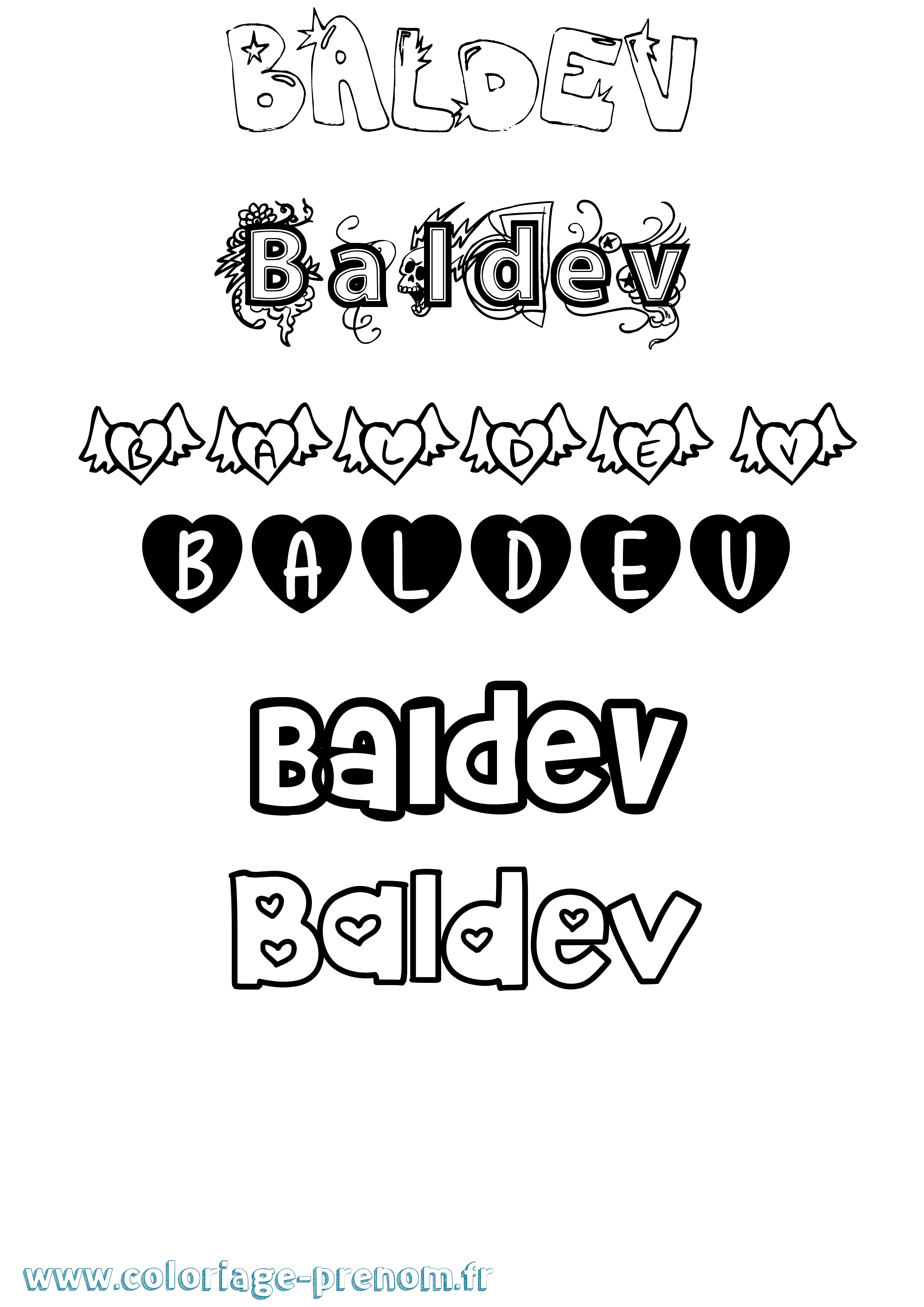 Coloriage Baldev Girly Coloriage prénom Baldev Girly