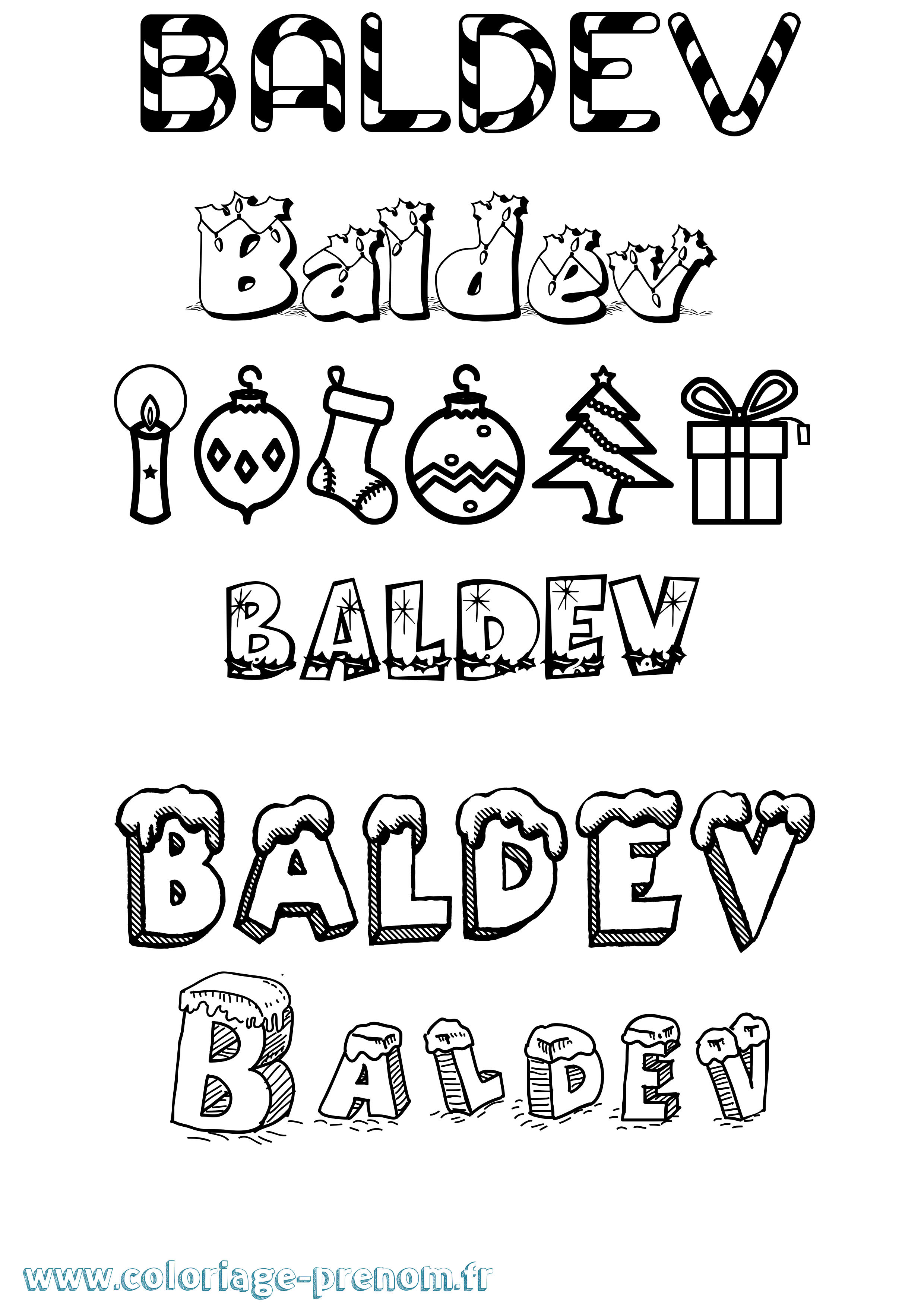 Coloriage Baldev Noël Coloriage prénom Baldev Noël