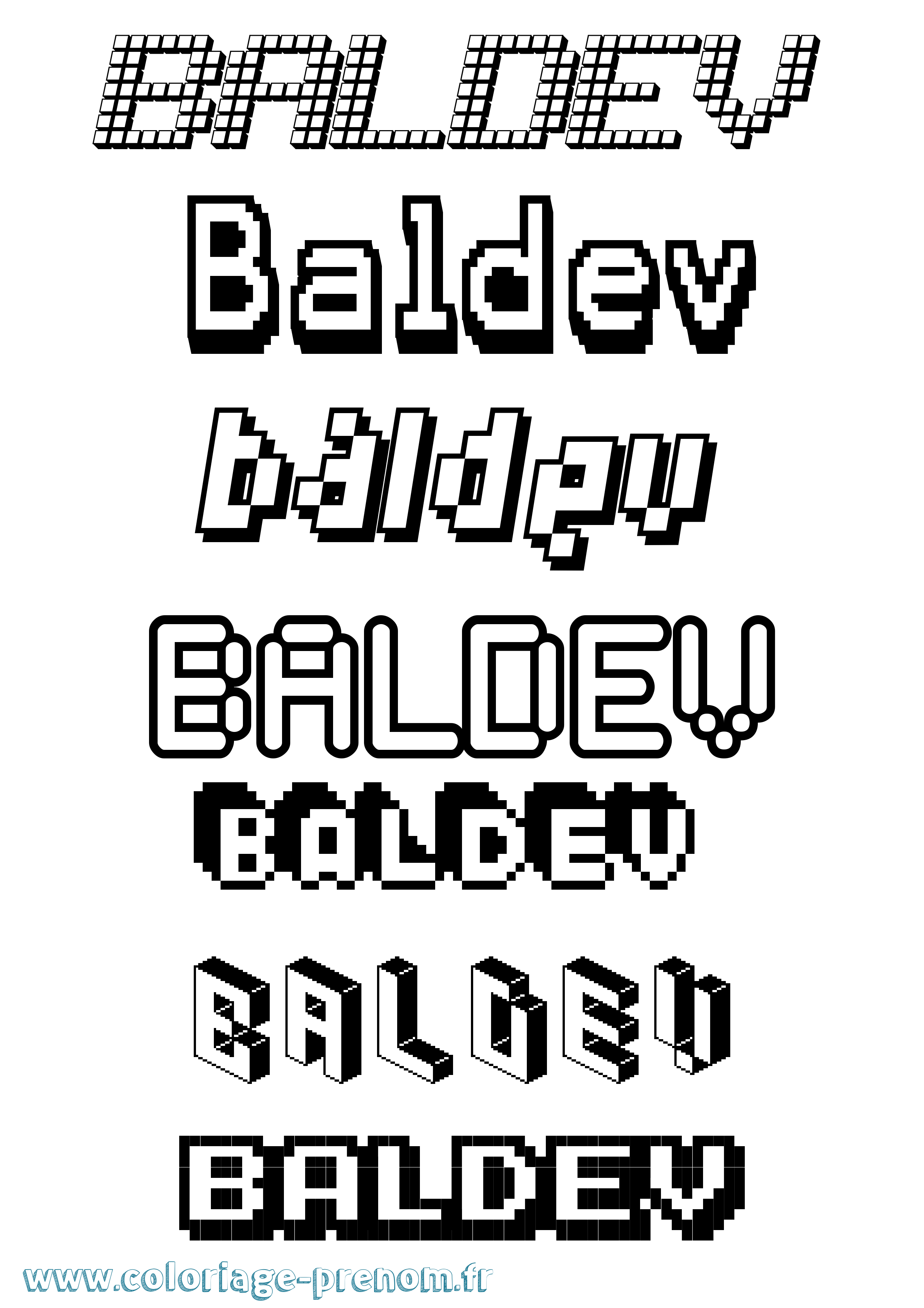 Coloriage prénom Baldev Pixel