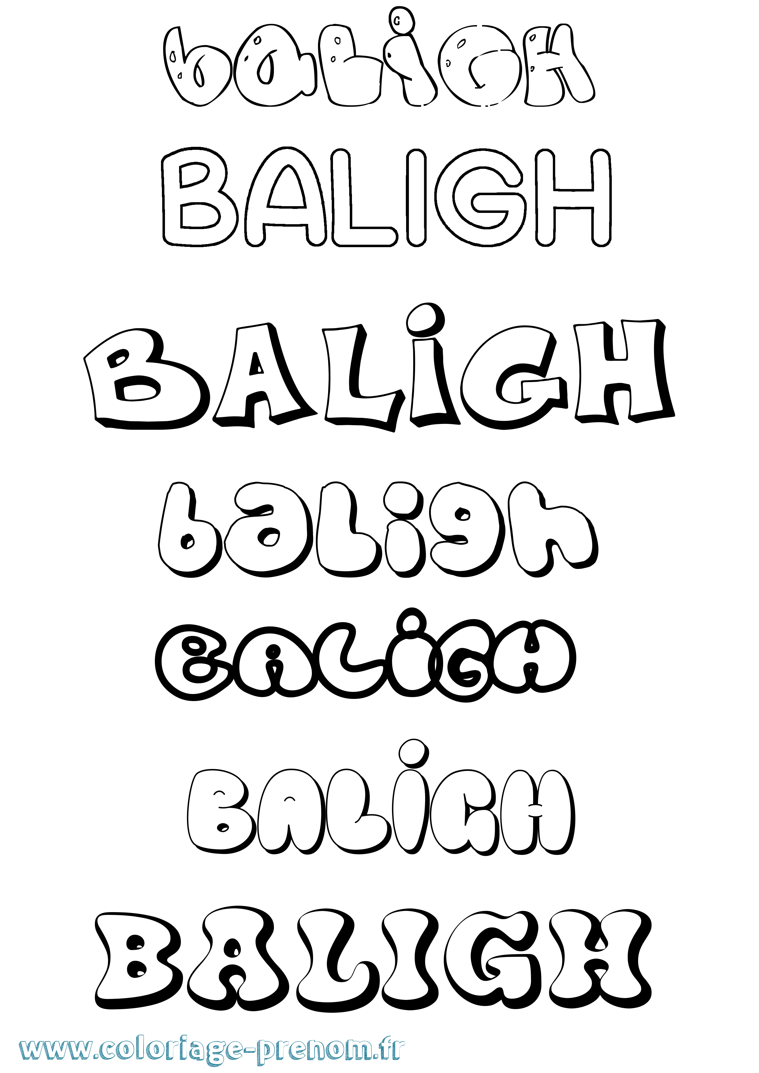Coloriage prénom Baligh Bubble