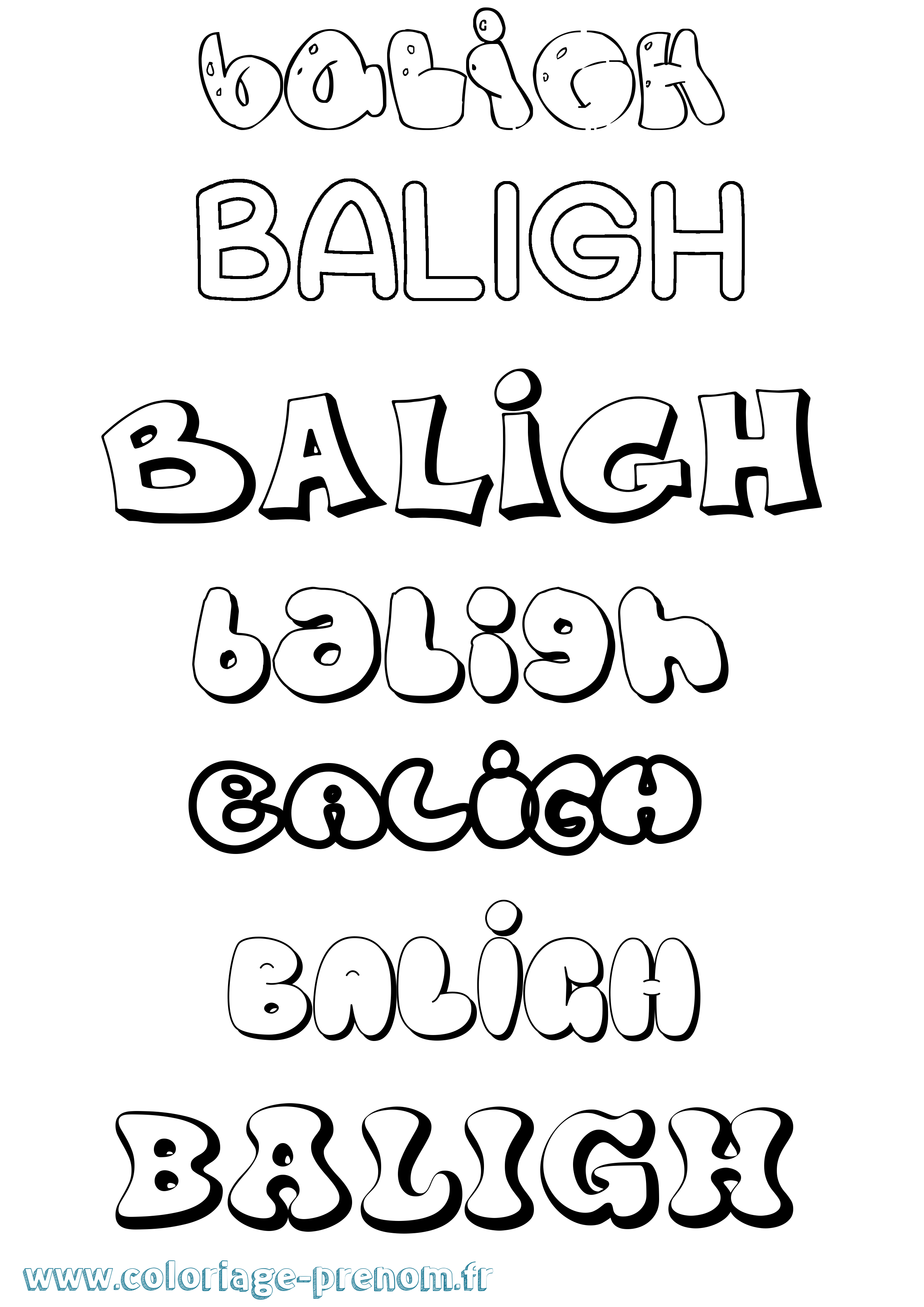 Coloriage Baligh Bubble Coloriage prénom Baligh Bubble