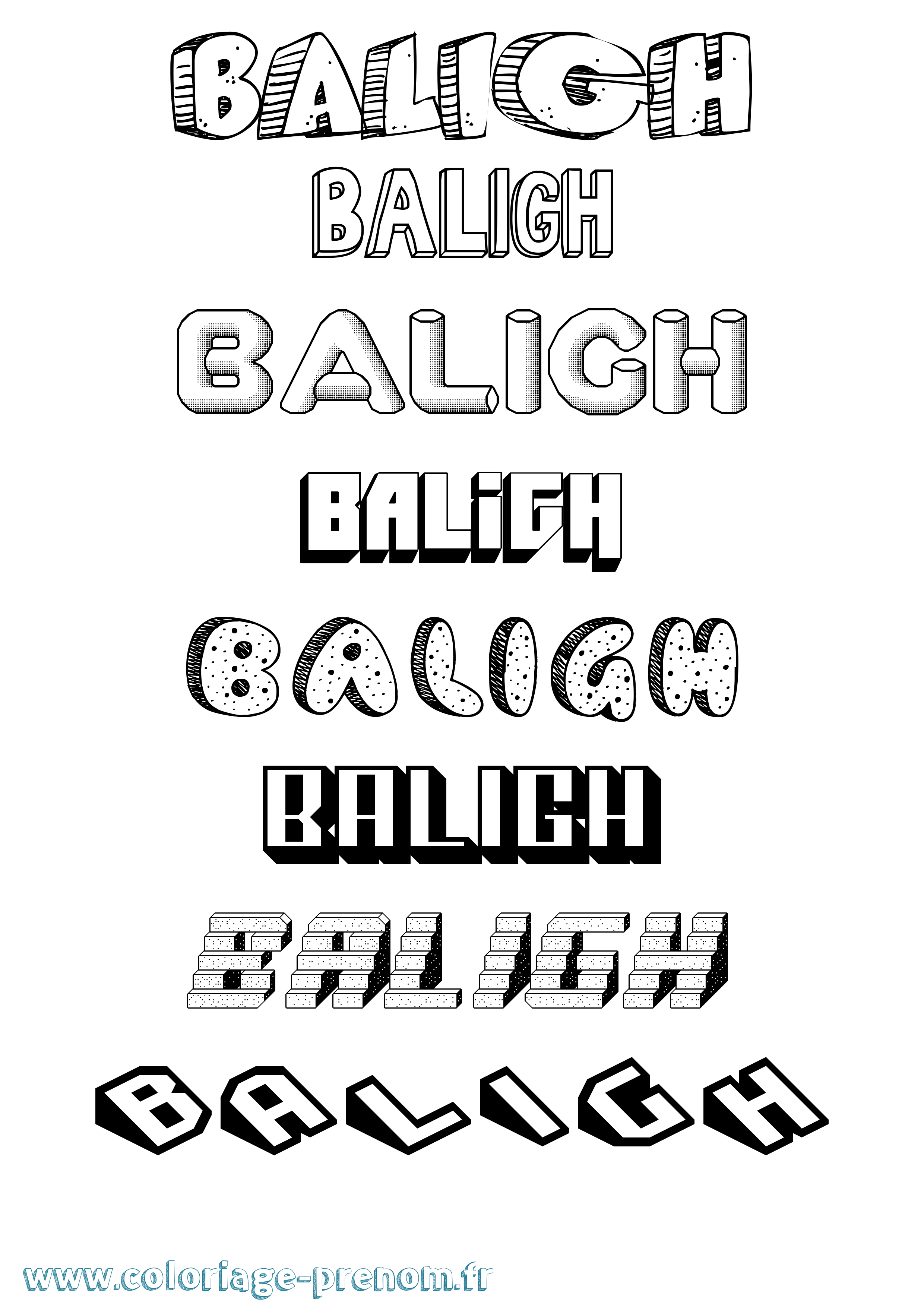 Coloriage prénom Baligh Effet 3D