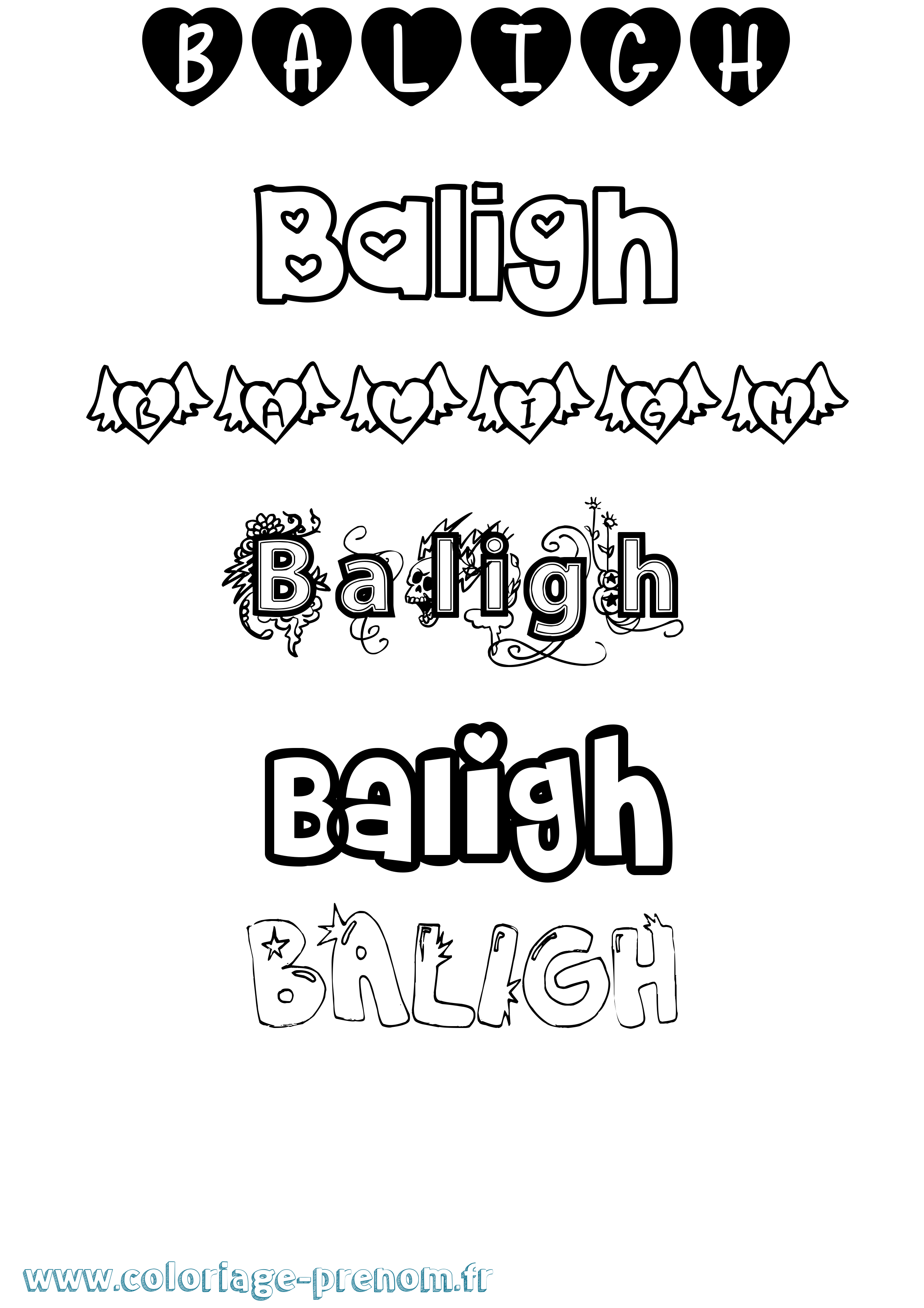 Coloriage Baligh Girly Coloriage prénom Baligh Girly