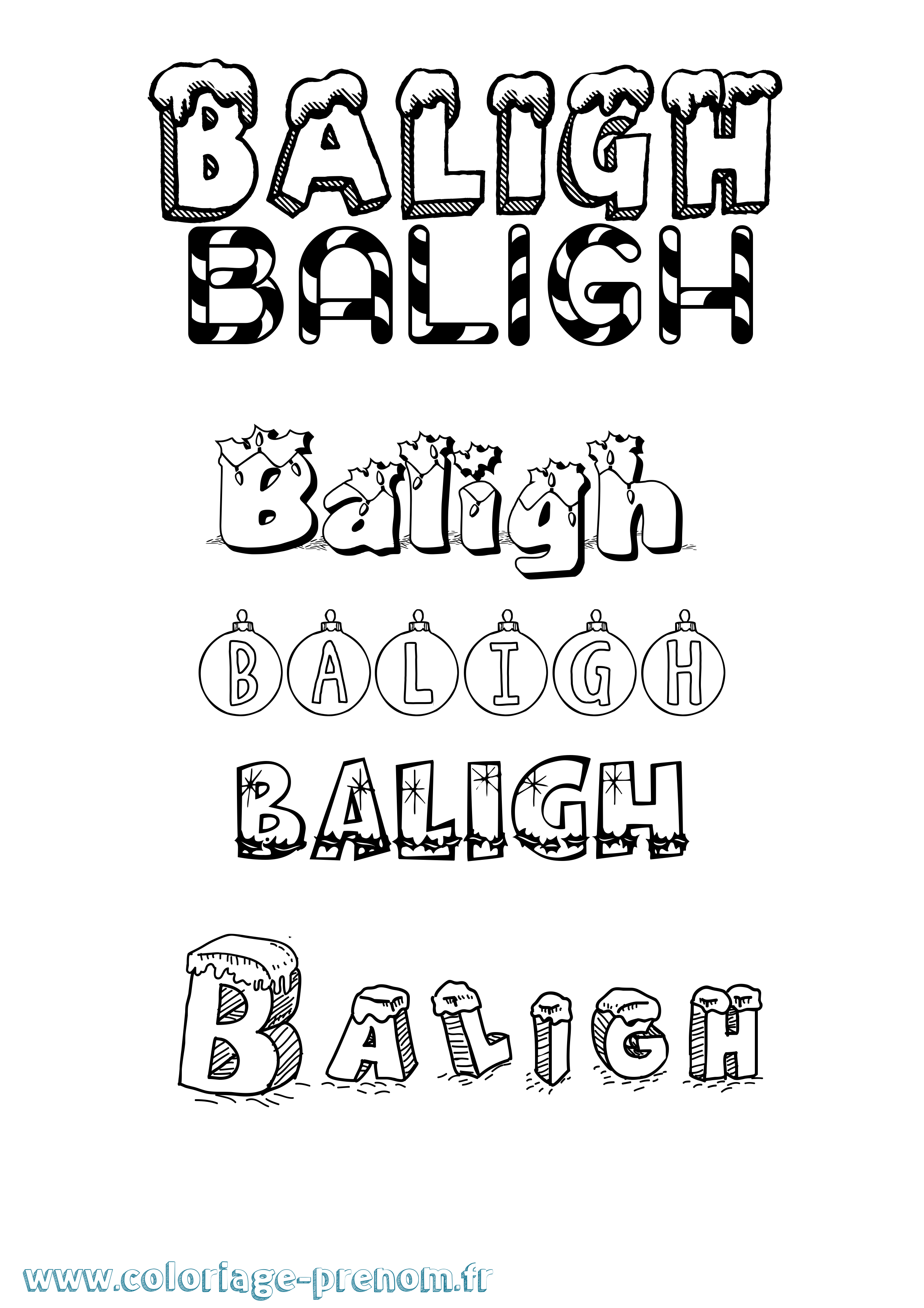 Coloriage Baligh Noël Coloriage prénom Baligh Noël