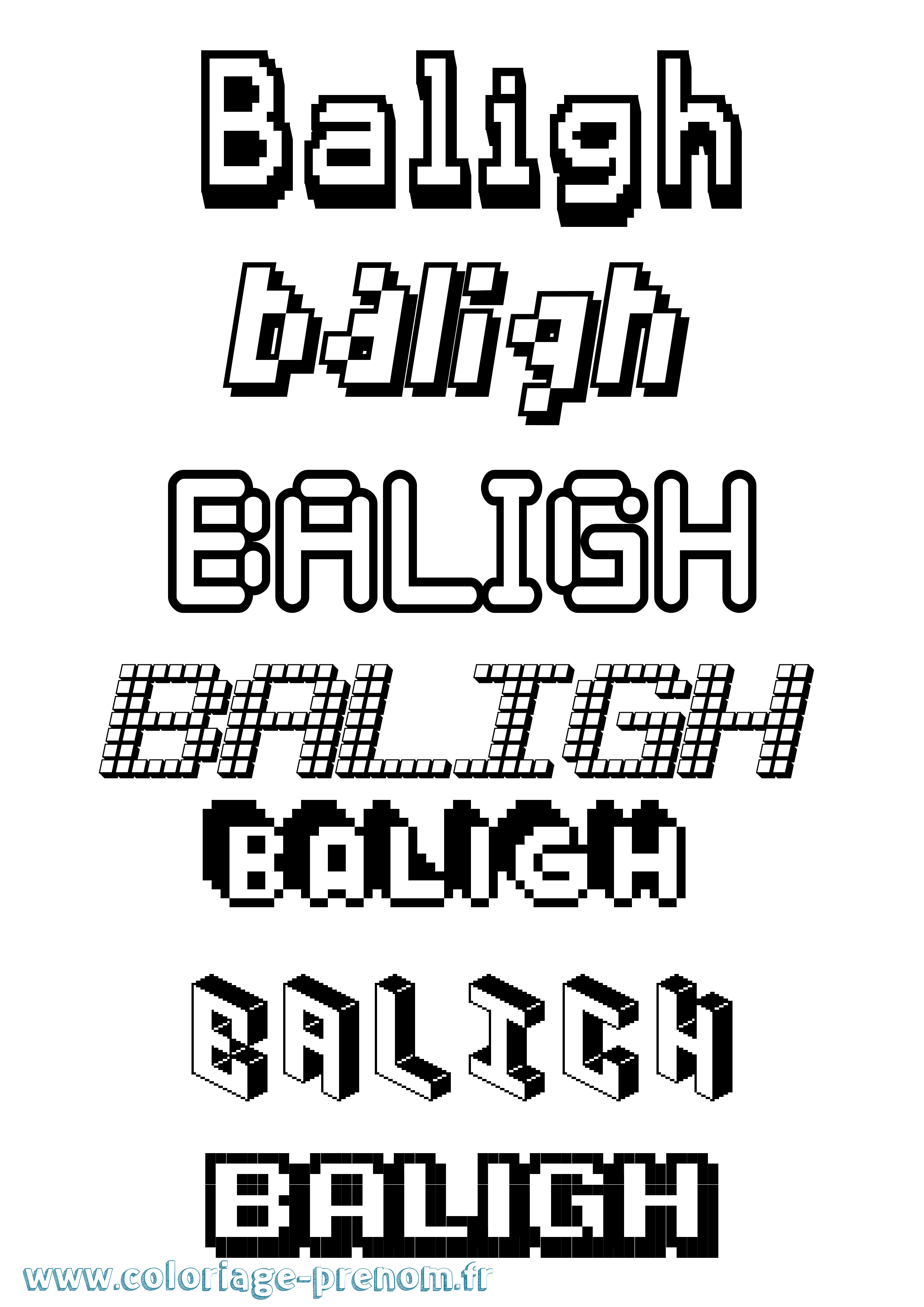 Coloriage prénom Baligh Pixel