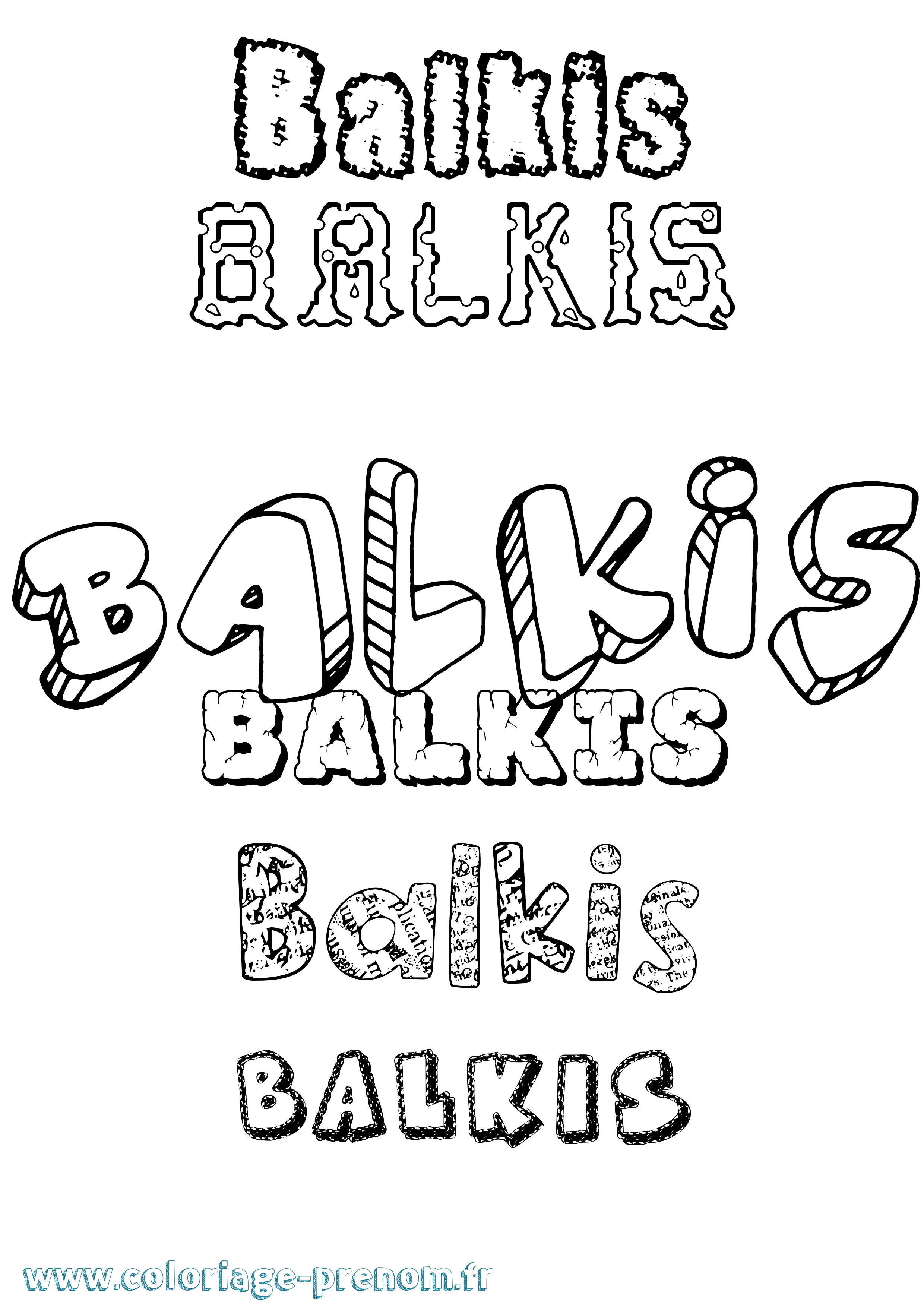 Coloriage Balkis Destructuré Coloriage prénom Balkis Destructuré