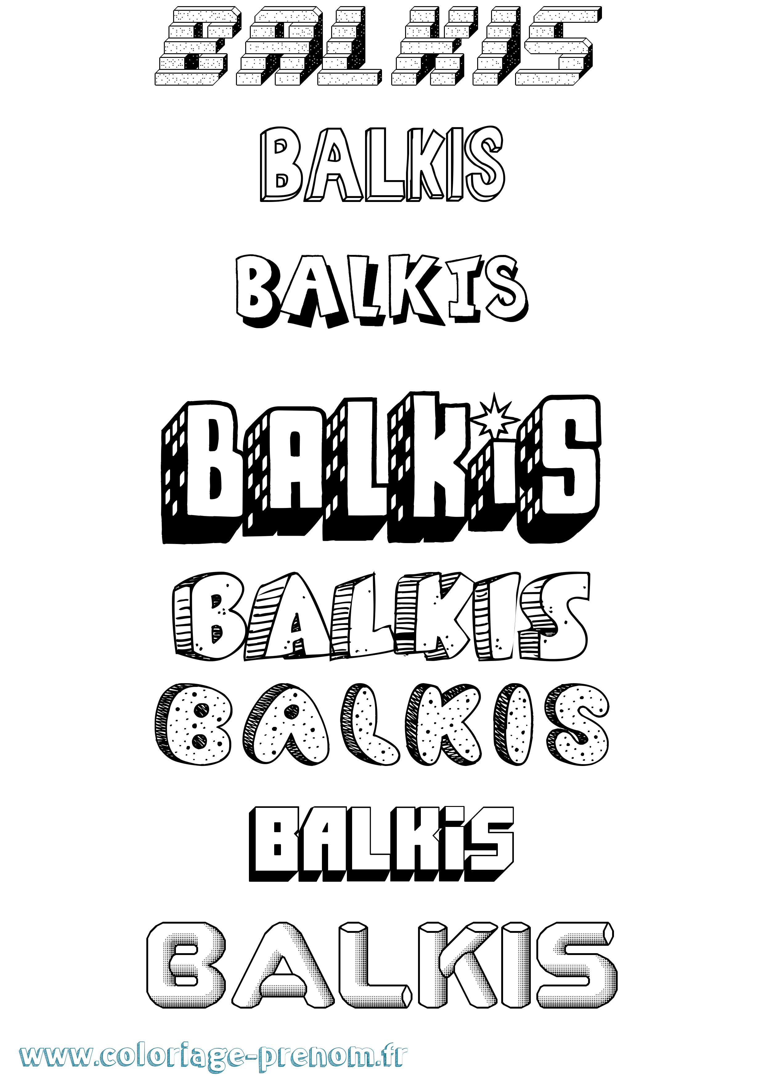 Coloriage Balkis Effet 3D Coloriage prénom Balkis Effet 3D