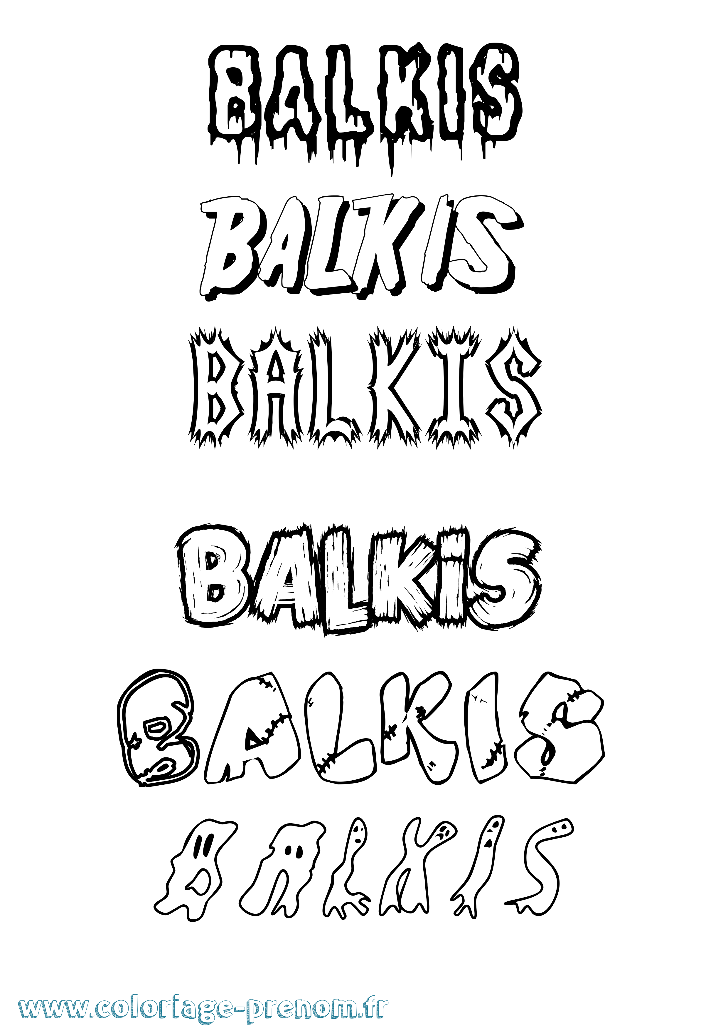 Coloriage Balkis Frisson Coloriage prénom Balkis Frisson