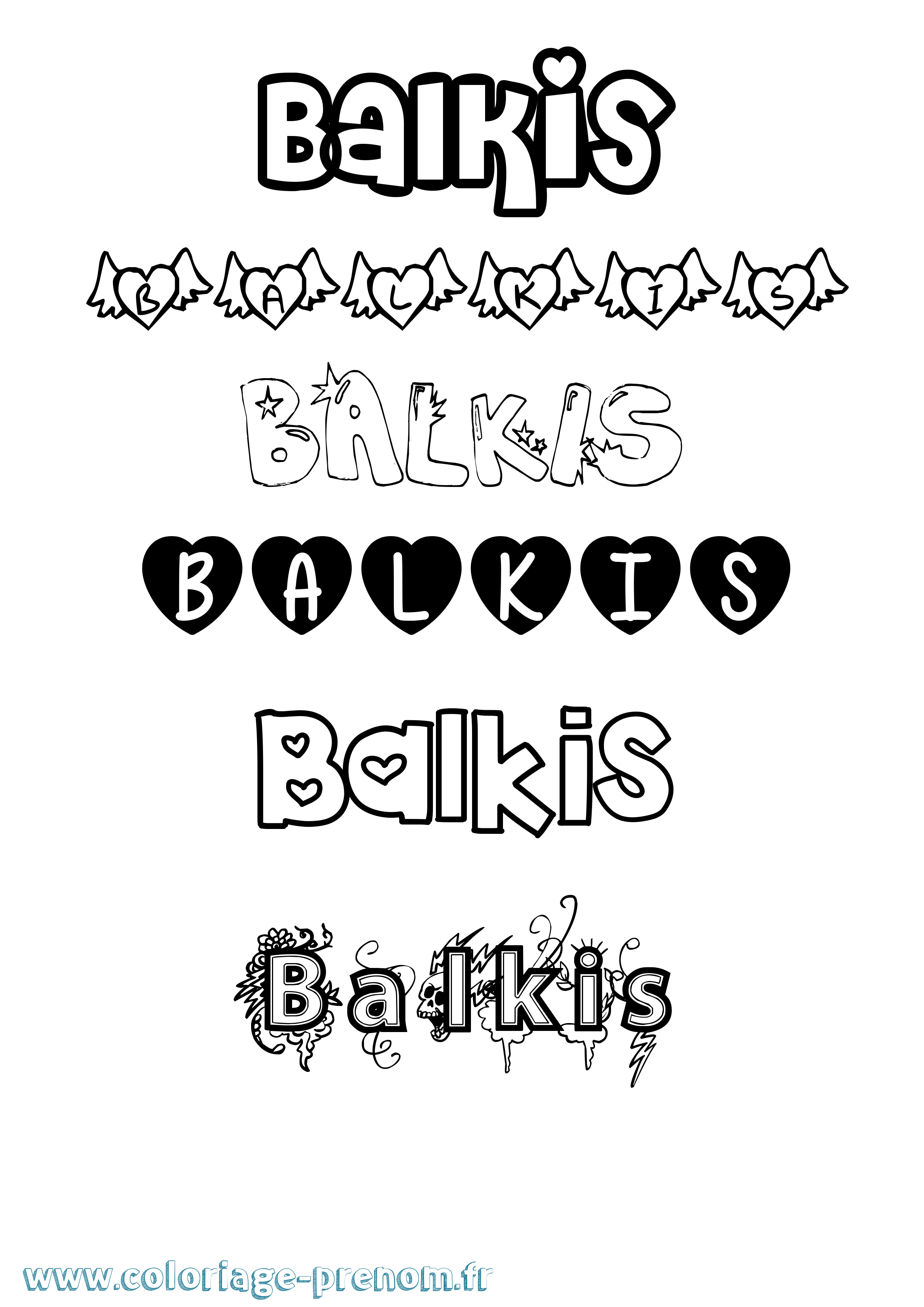 Coloriage Balkis Girly Coloriage prénom Balkis Girly