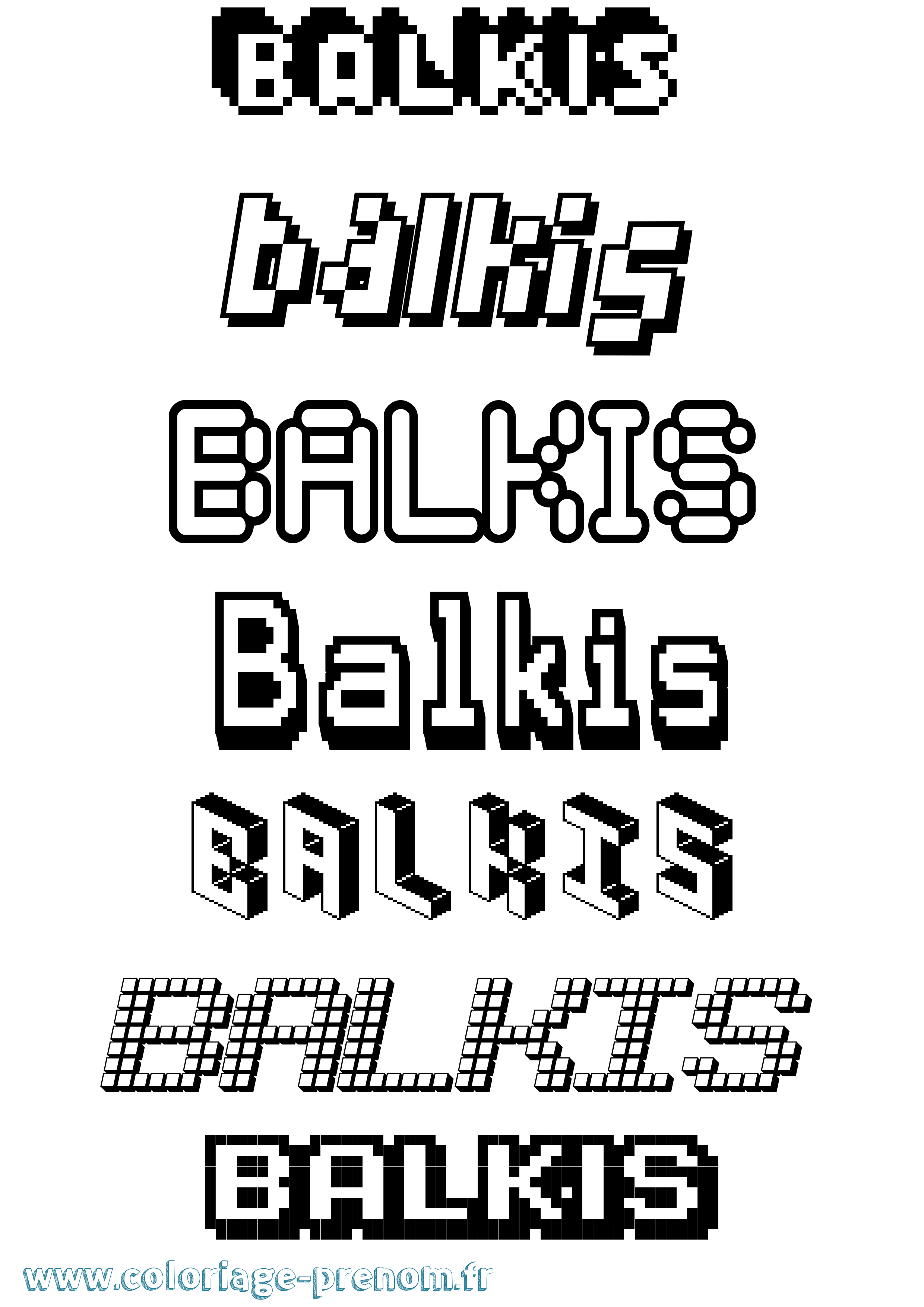 Coloriage Balkis Pixel Coloriage prénom Balkis Pixel