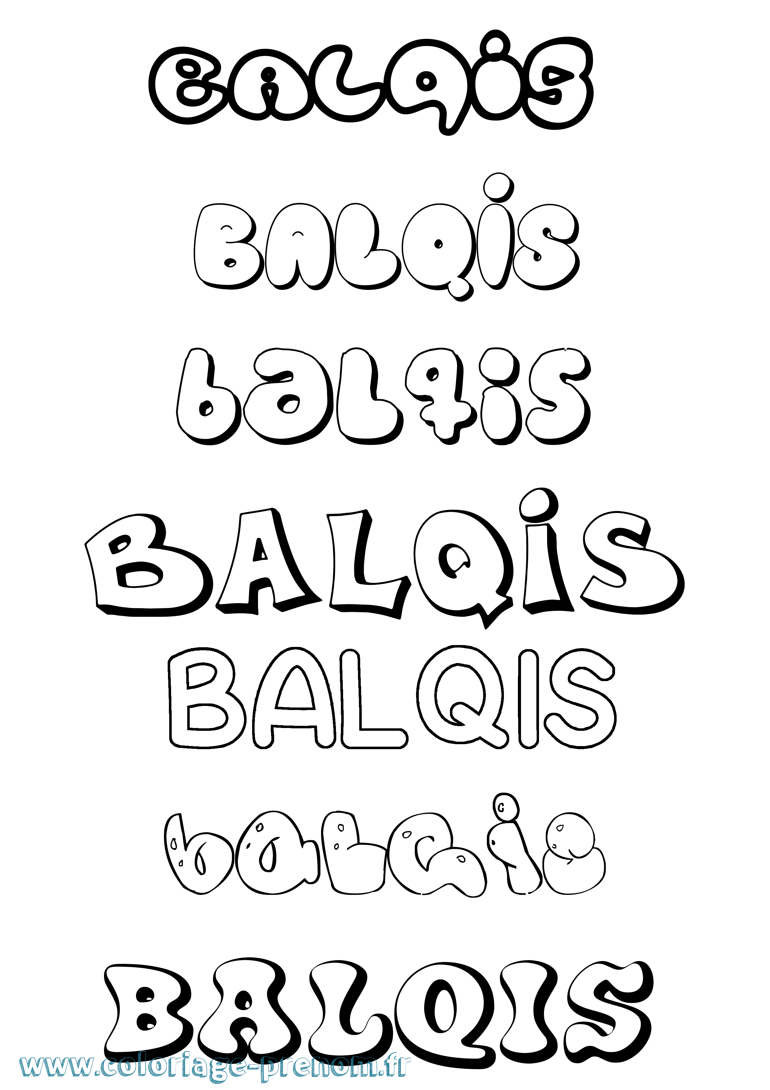 Coloriage Balqis Bubble Coloriage prénom Balqis Bubble