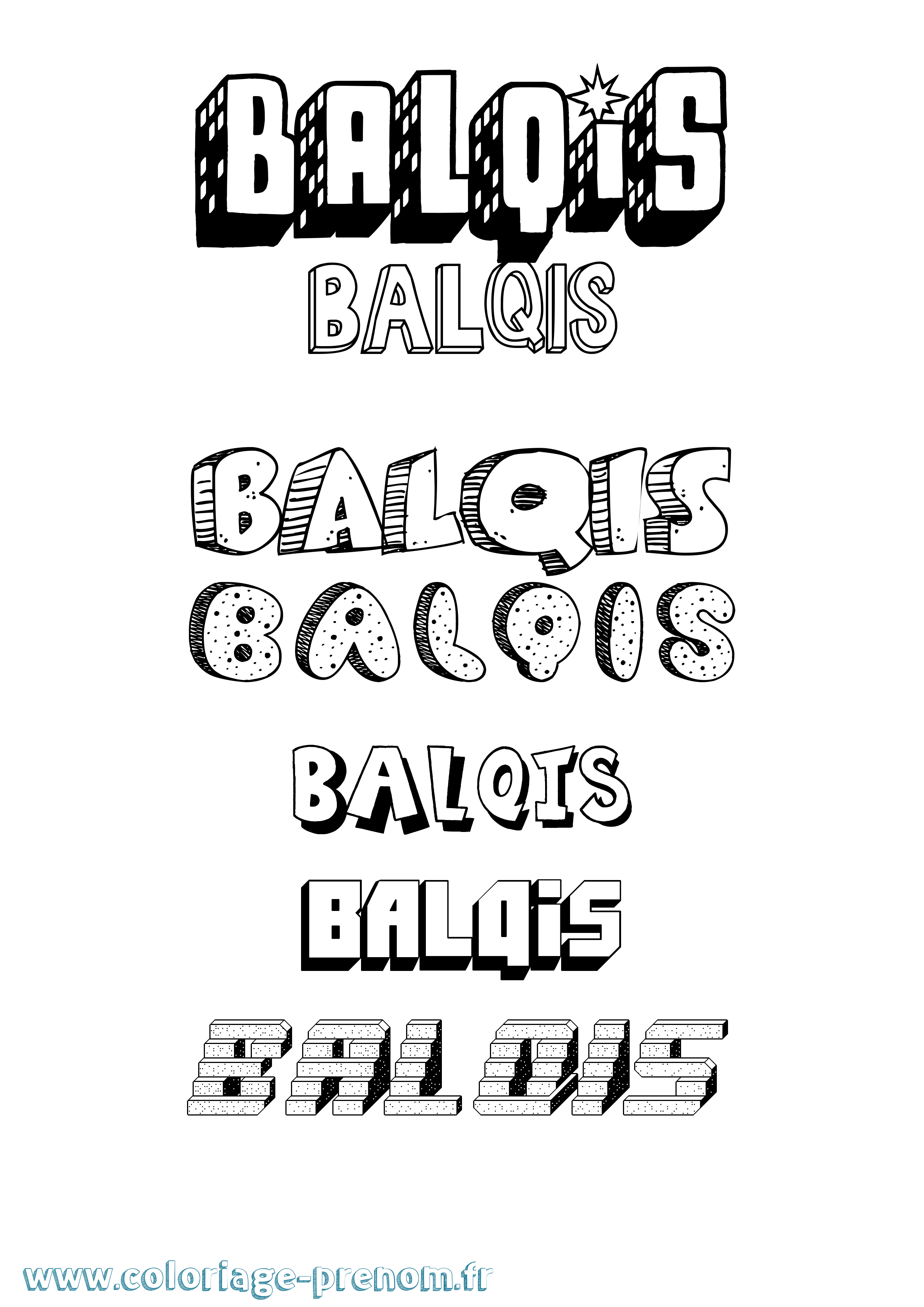 Coloriage Balqis Effet 3D Coloriage prénom Balqis Effet 3D