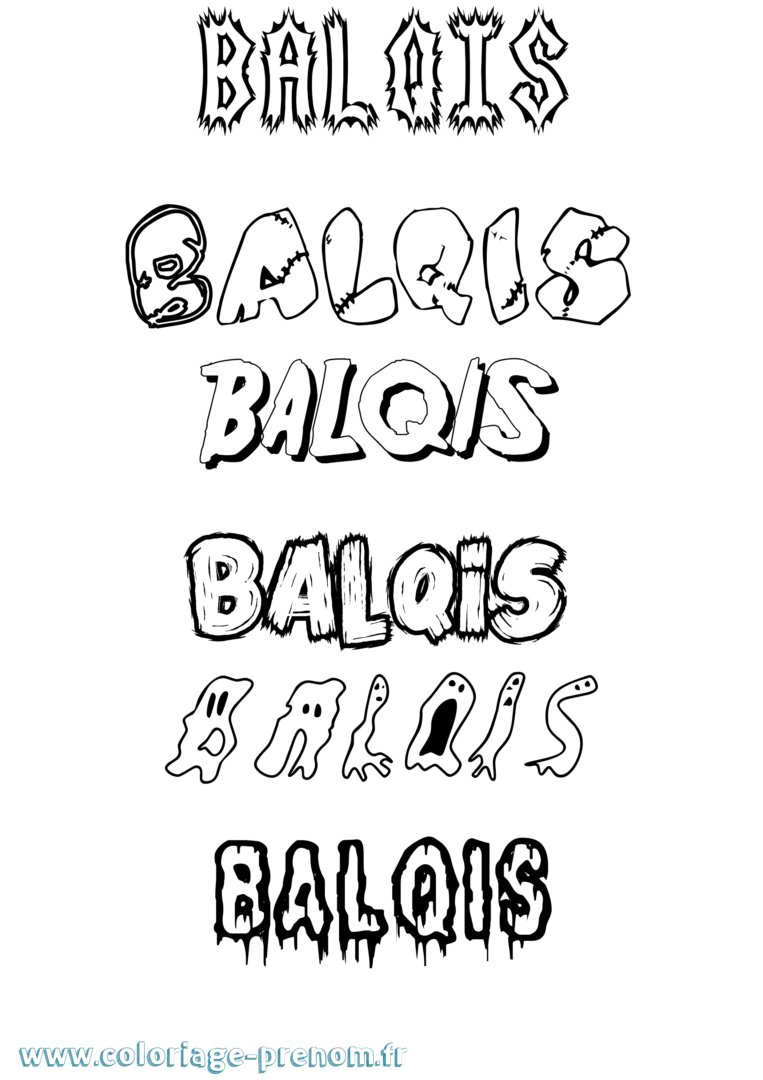 Coloriage Balqis Frisson Coloriage prénom Balqis Frisson