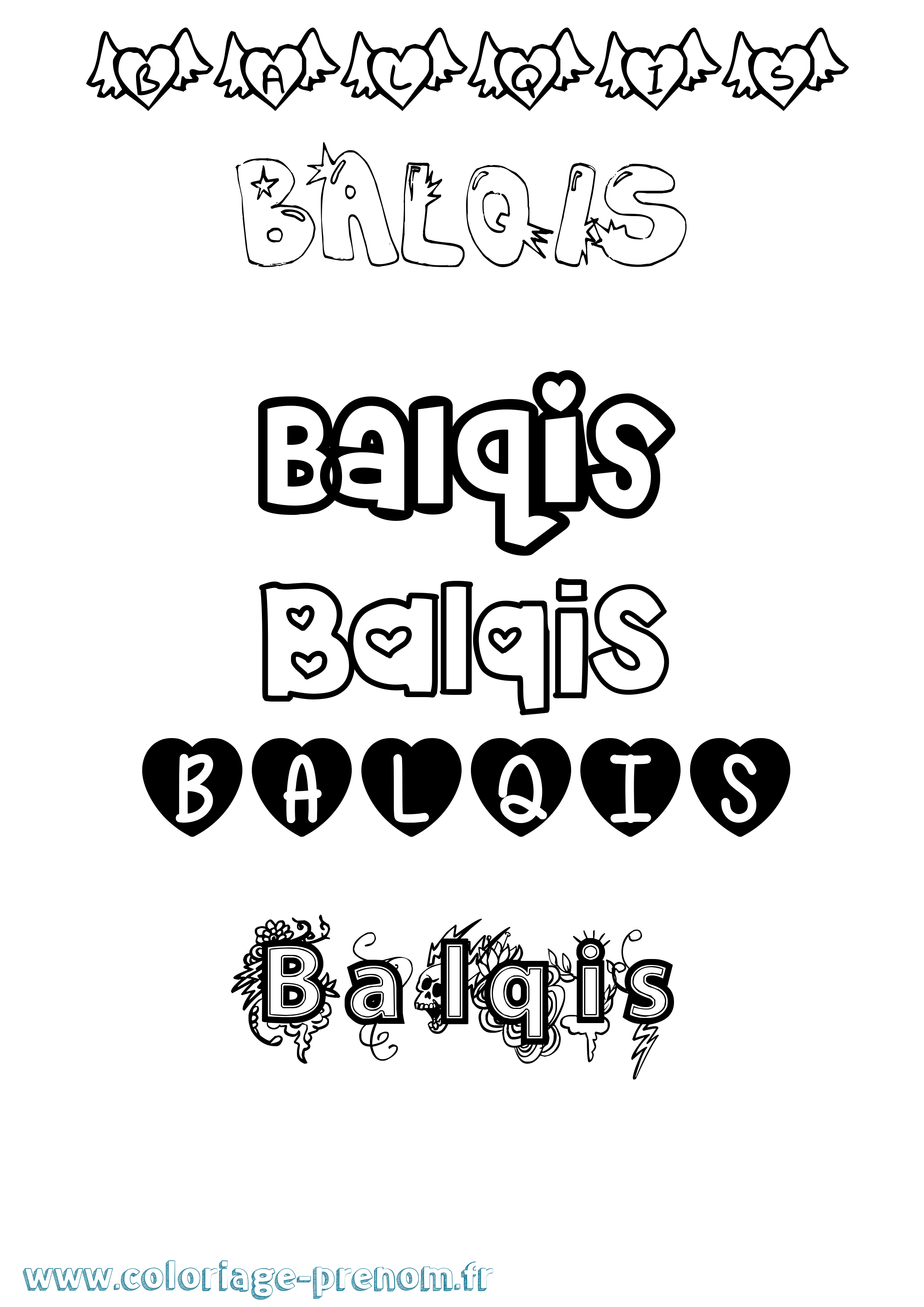 Coloriage Balqis Girly Coloriage prénom Balqis Girly