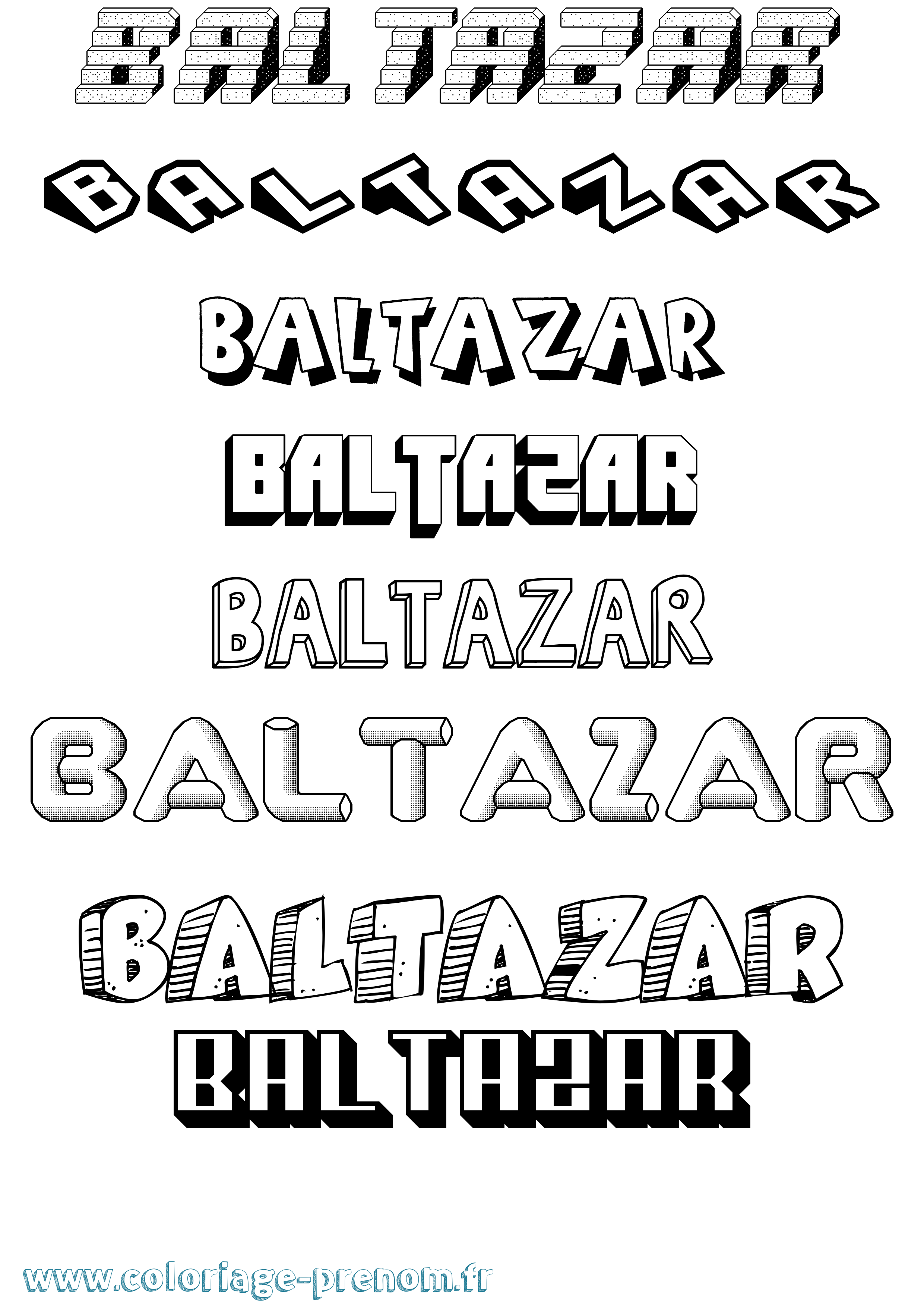 Coloriage prénom Baltazar Effet 3D