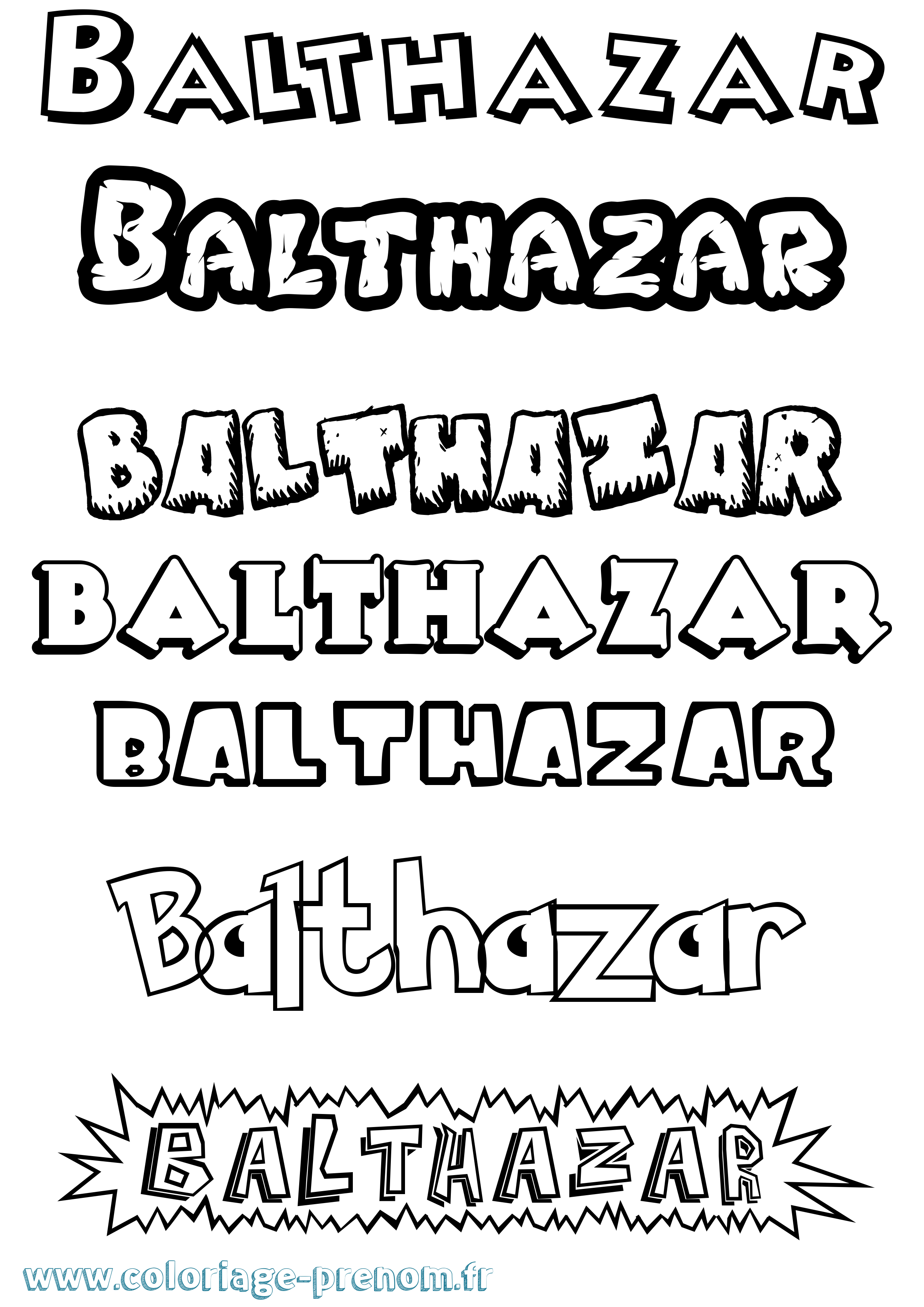 Coloriage prénom Balthazar Dessin Animé