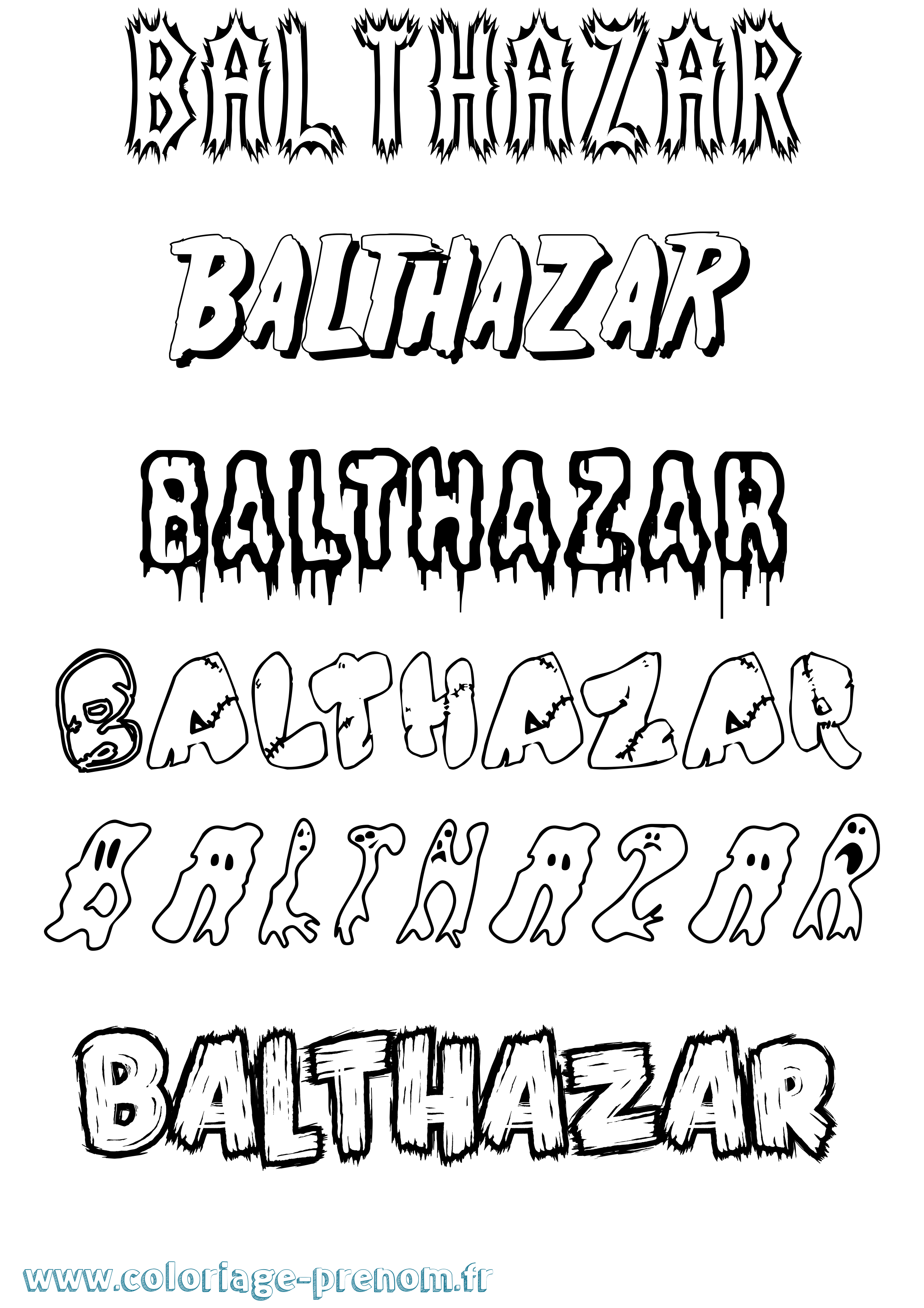 Coloriage prénom Balthazar Frisson