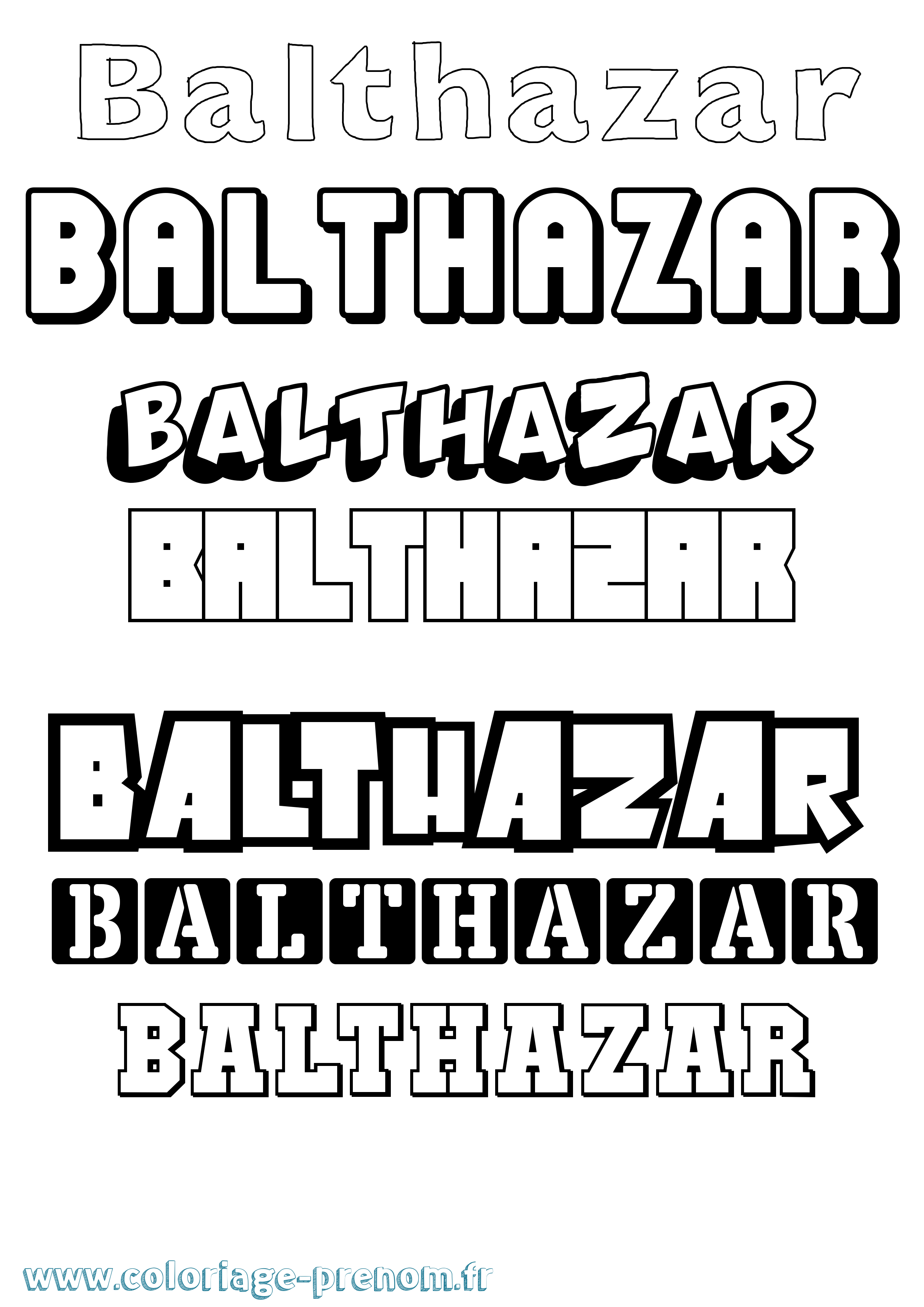 Coloriage prénom Balthazar Simple