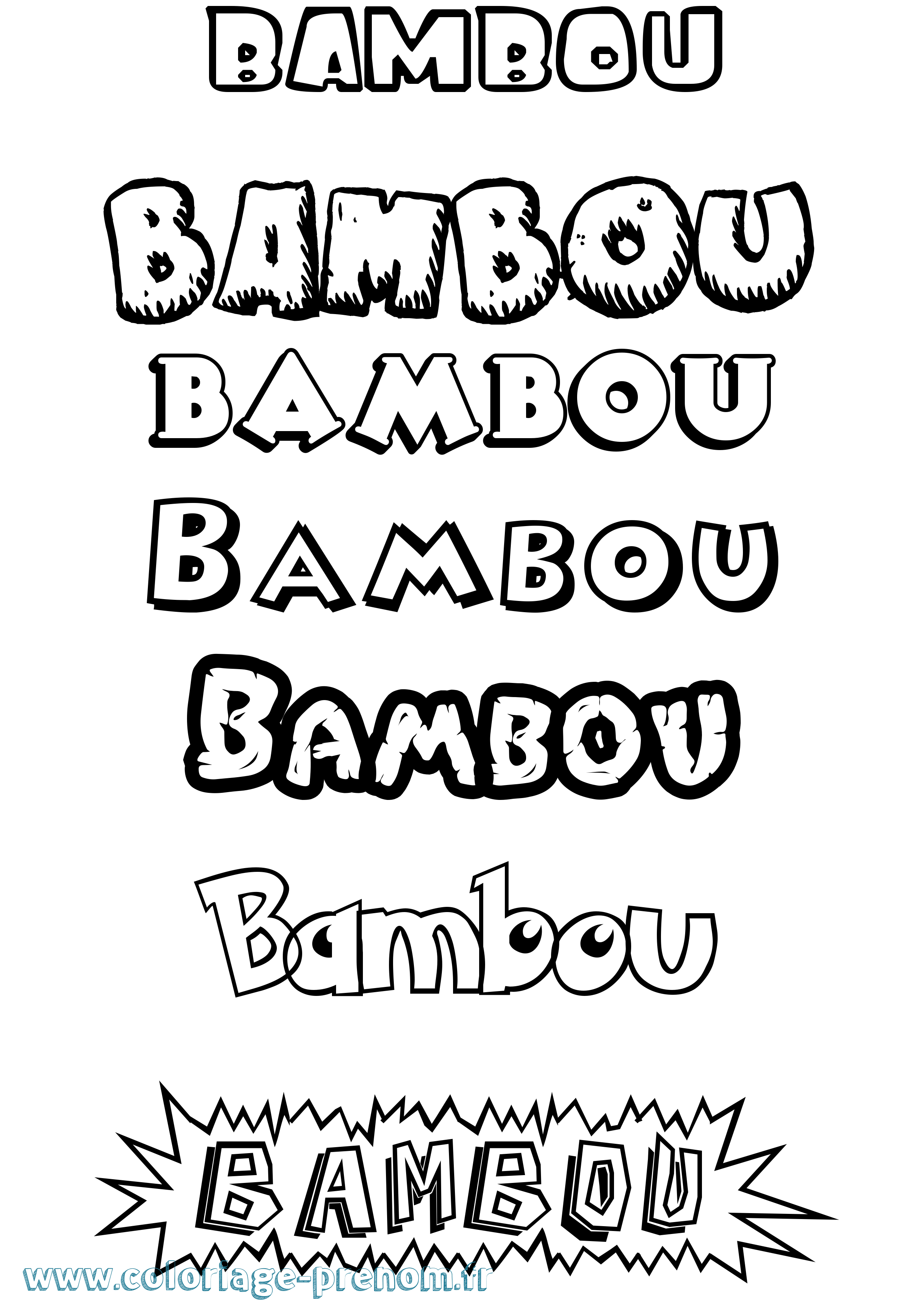 Coloriage prénom Bambou Dessin Animé